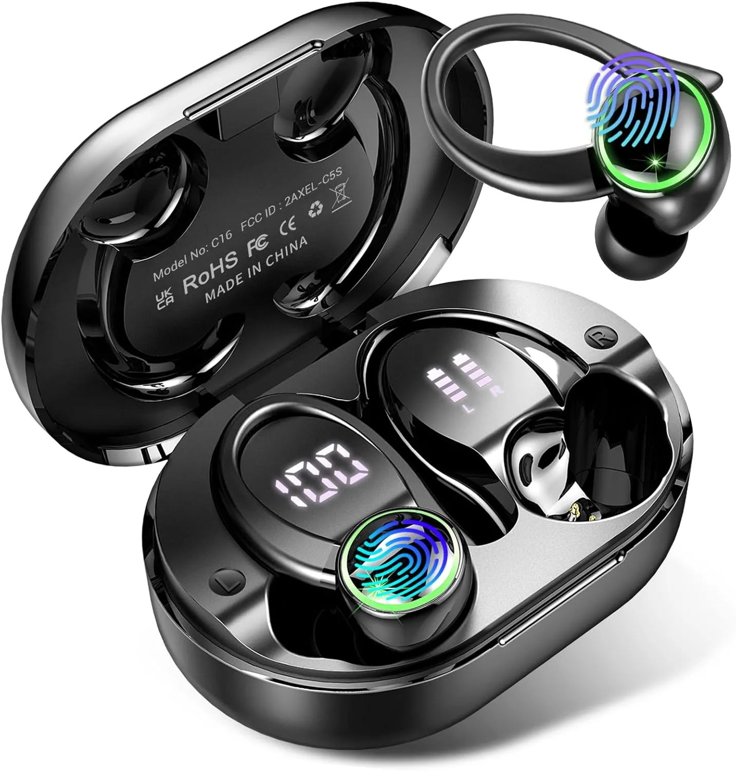 2026 Bluetooth Headphones, Wireless Bluetooth 5.4 Sport Deep Bass, 56 Hours Playtime In-Ear Headphones with 4 ENC Noise…