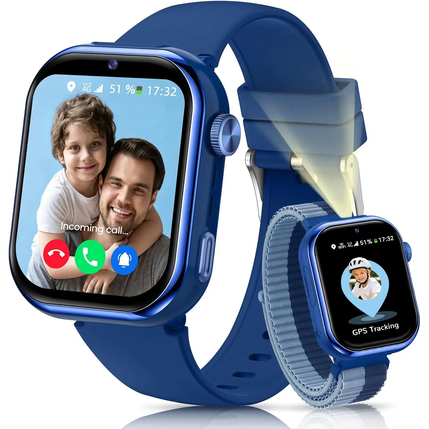 Smartwatch Kinder mit GPS und Telefon, Kinderuhr mit SIM, Videoanrufe, Sprachchat, Schulmodus, SOS SMS Schlafmonitor, I…