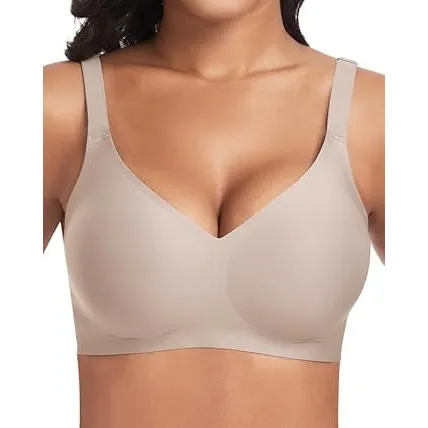 Jiuday BH ohne Bügel Push Up BH Große Brüste Starker Halt Bügelloser Bustier Damen Gepolstert Seamless Soft Bra ohne Bu…