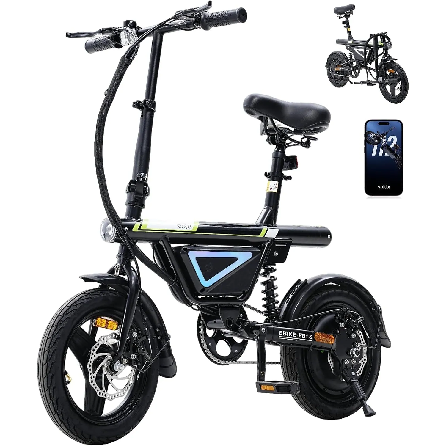 Finbike E-Bike Klapprad 14 Zoll, Pedelec Elektrofahrrad für Herren & Damen, 36V 12Ah Akku, 50KM Reichweite, 250W Motor,…