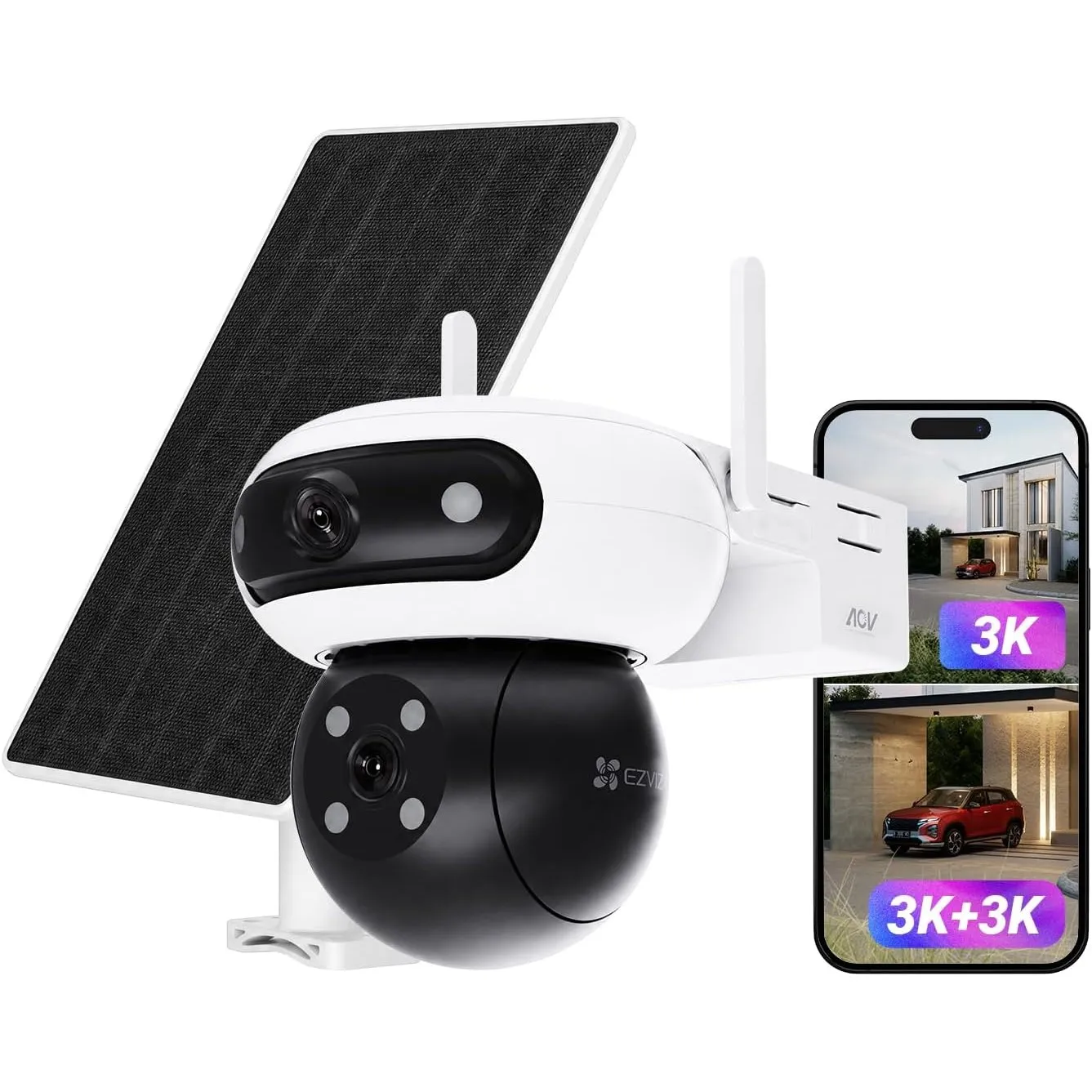 EZVIZ 3K+3K Akku Überwachungskamera Aussen mit 8W Solarpanel CB90 Dual