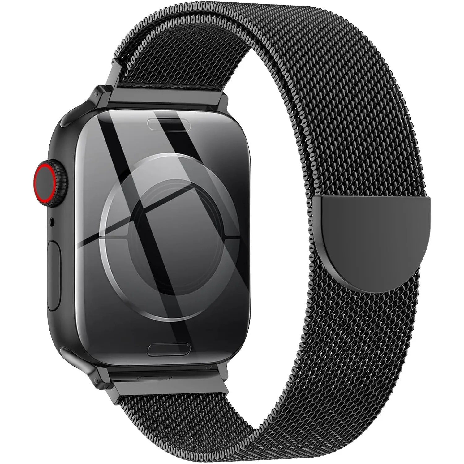OULUOQI Edelstahl Milanaise Armband für Apple Watch 44mm 46mm 45mm 49mm