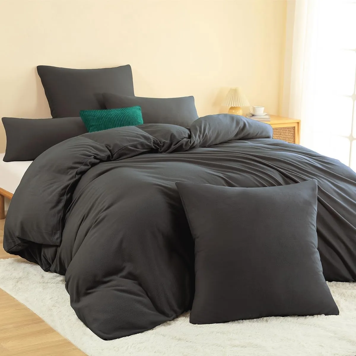 Winter Warme Thermo Fleece Bettwäsche 200x200, Kuschelig weich Bettwäsche Sets 3 teilig, 1 Bettbezug 200x200cm flauschi…