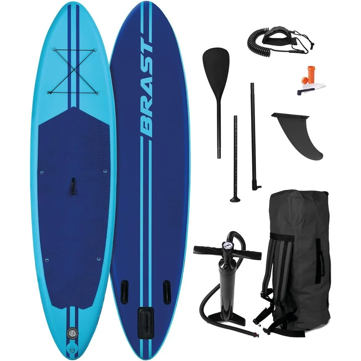 BRAST SUP Board Primo Summer | Aufblasbares Stand up Paddle Set | 320x81x15cm | 10 Designs | inkl. Zubehör | Alu Paddel…