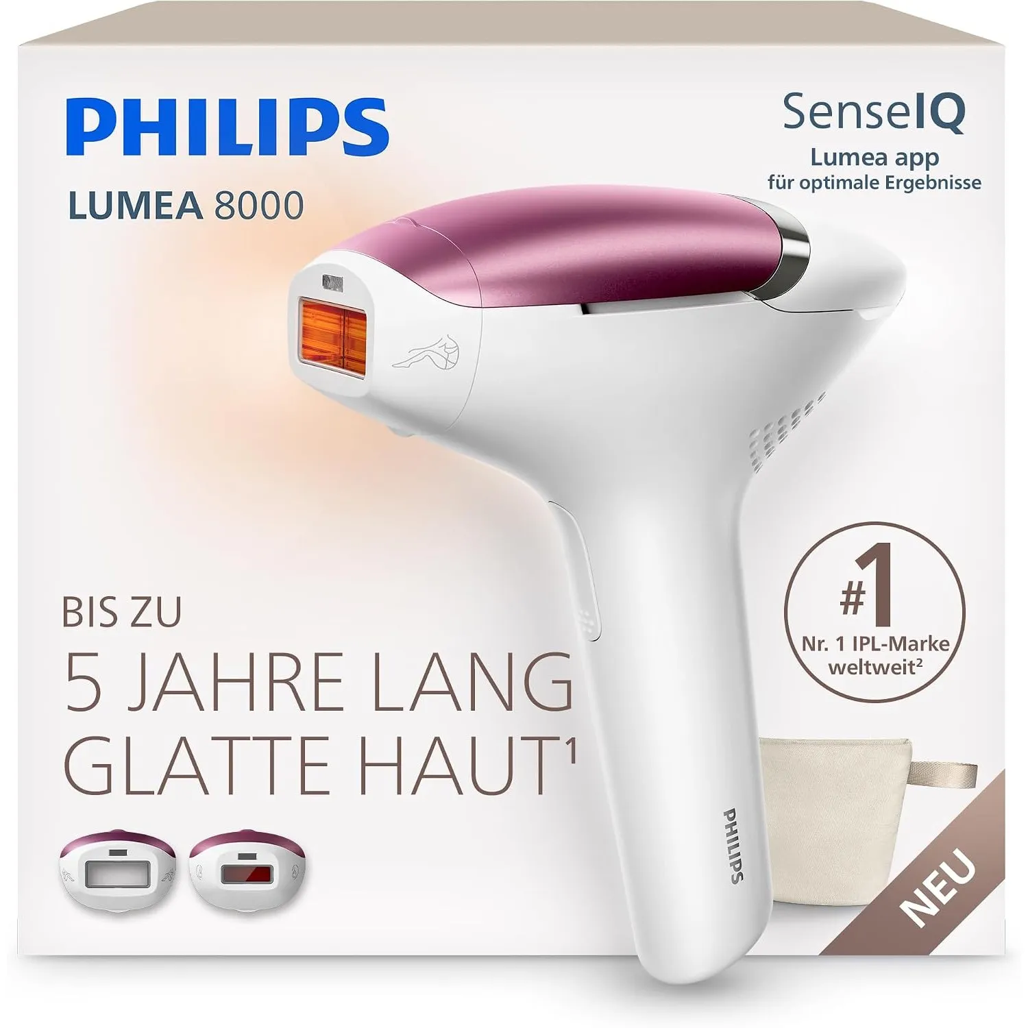Philips Lumea 8000 IPL-Haarentfernungsgerät - bis zu 5 Jahre seidig glatte Haut, Anwendung zu Hause, medizinisch zertif…