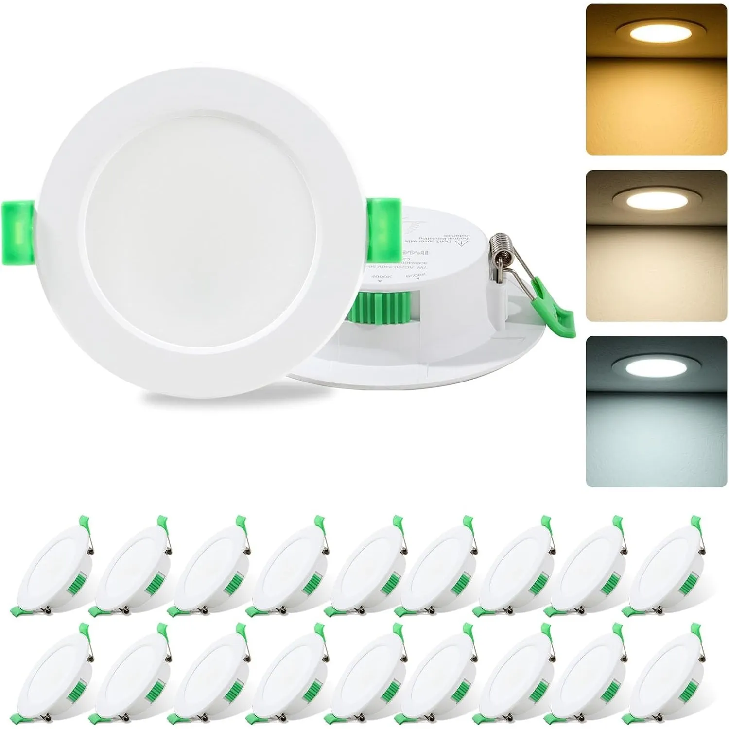 LED Einbaustrahler 230V, 3000K/4000K/6500K Einstellbare Farbtemperatur Deckenspots, 7W LED Spots 68mm - 78mm Lochmaß, I…