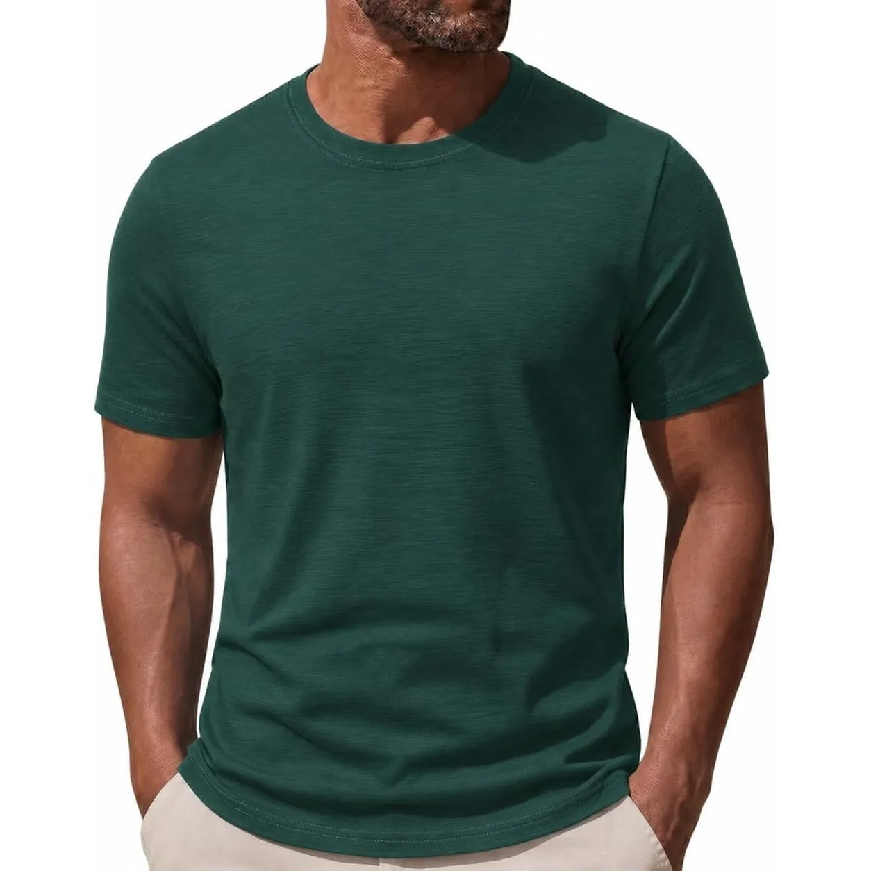 Heavy Cotton T-Shirt Herren (240 GSM) – 100% Baumwolle Slub Jersey – Hochwertiges Basic Shirt Kurzarm – Classic Fit, Bl…