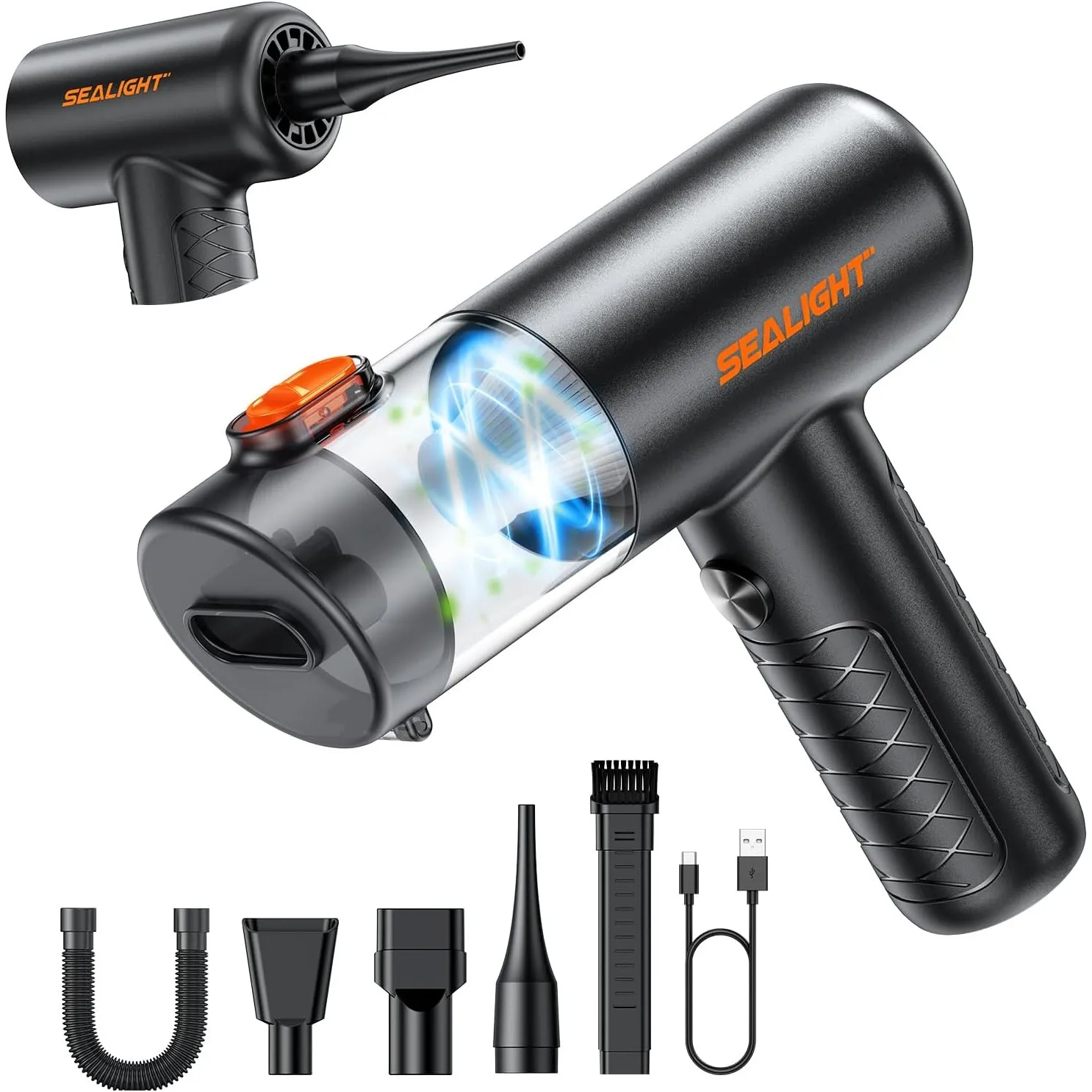 SEALIGHT Handstaubsauger Akku, 32000Pa Autostaubsauger mit Bürstenloser Motor de 400000 RPM, Handstaubsauger Kabellos,M…