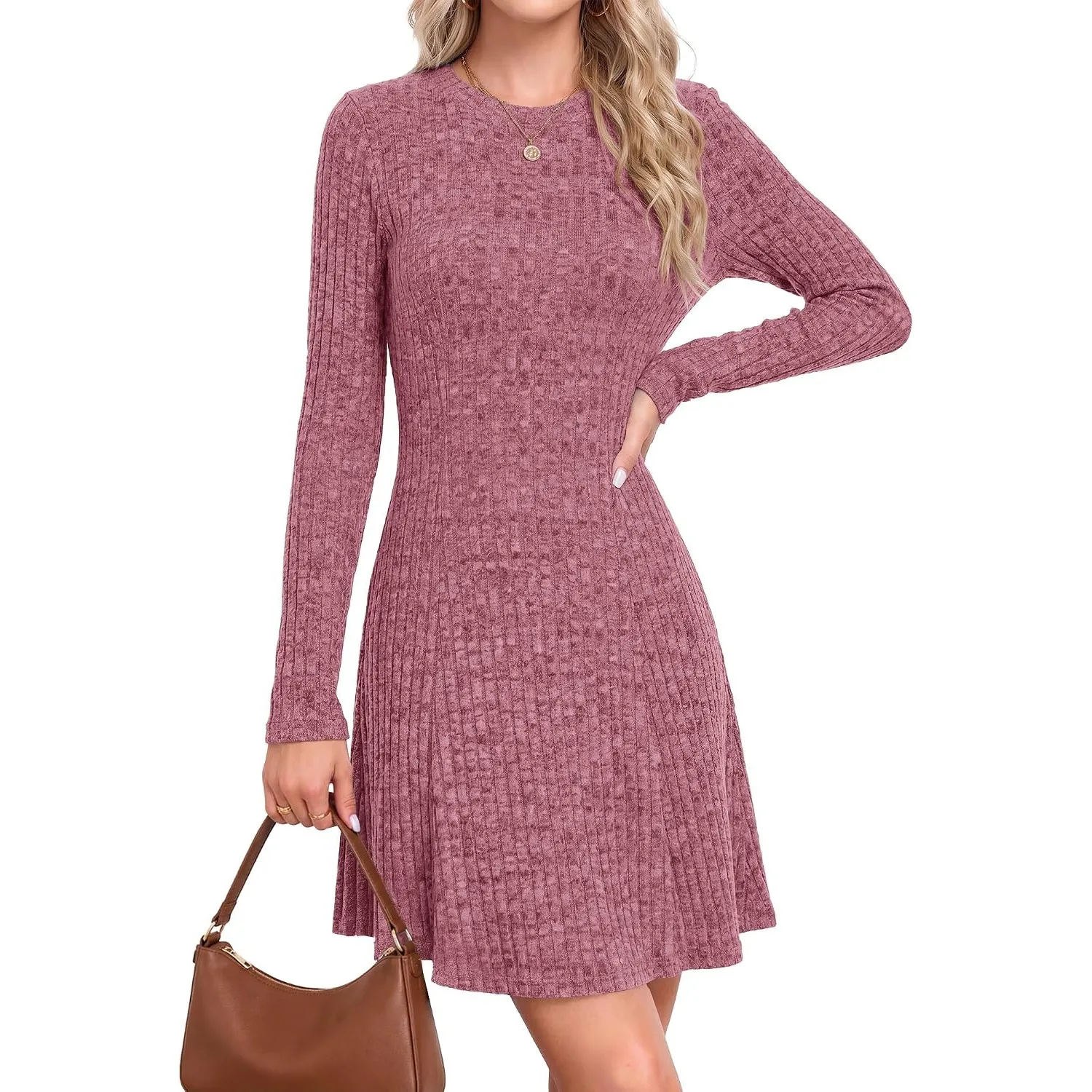 AUSELILY Damen Langarm Pulloverkleid
