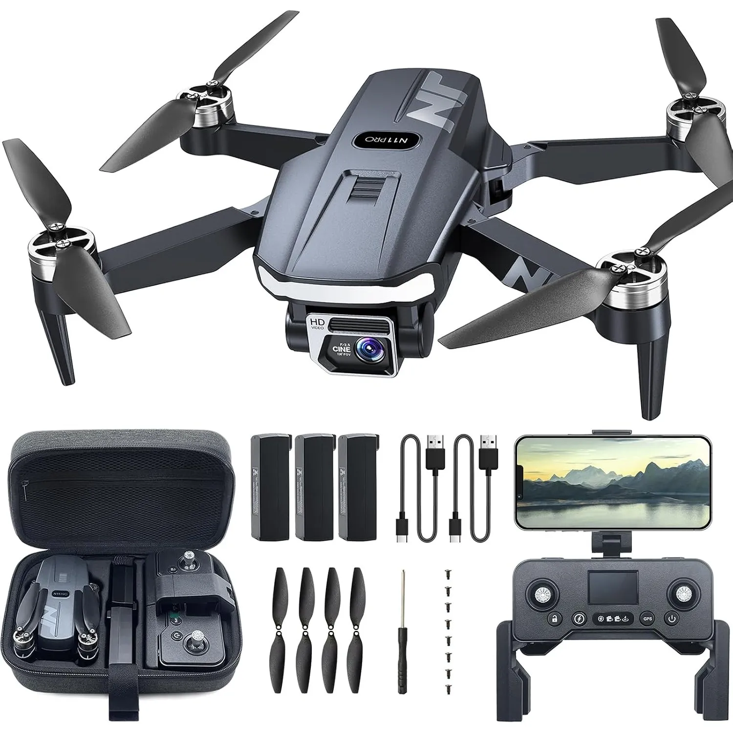 GPS Drohne mit Kamera 4K UHD für Erwachsene – 90 Min Flugzeit, lange Reichweite, Auto Return, automatisches Folgen, bür…