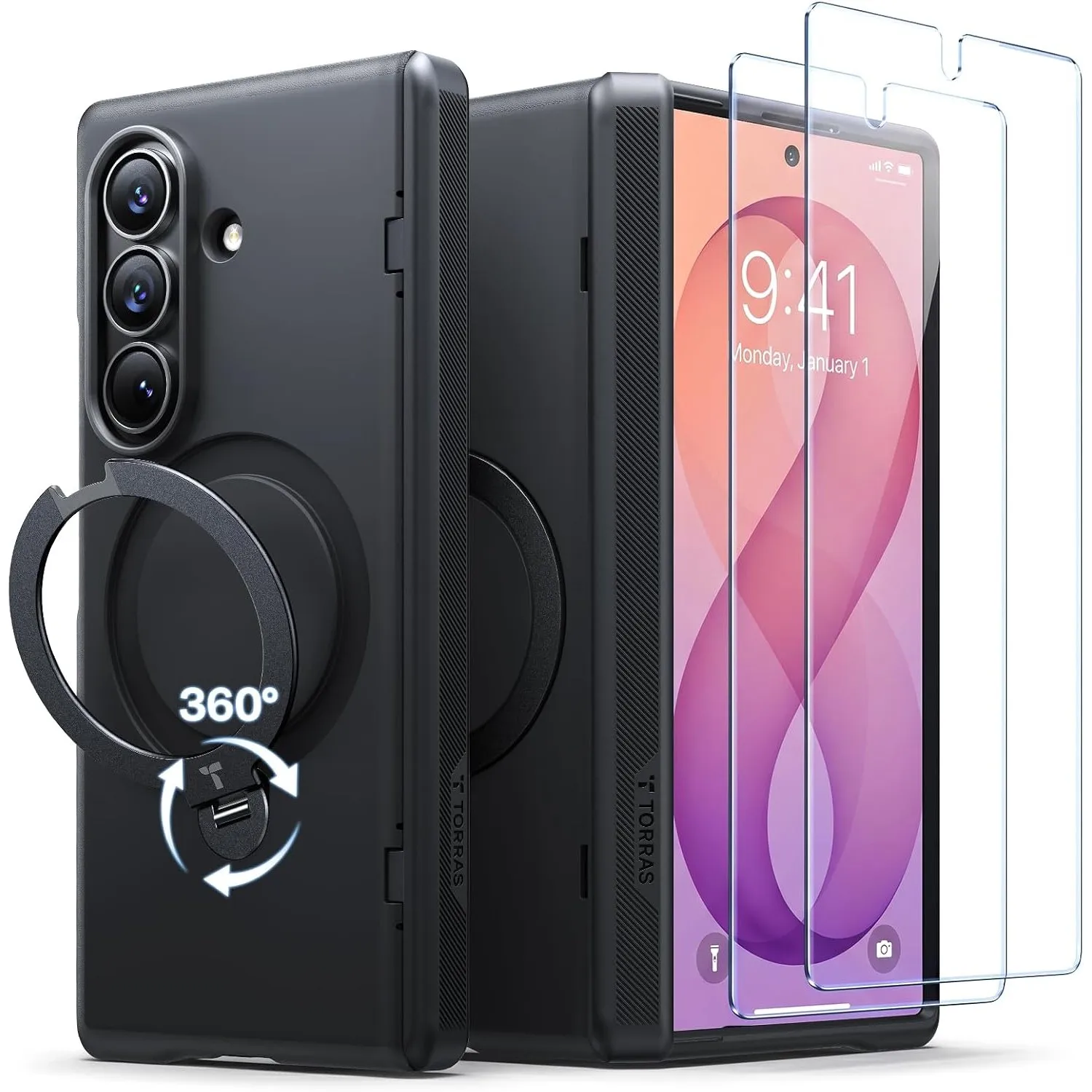 TORRAS Ostand Q3 Spin für Samsung Galaxy Z Fold 8 Ultra Hülle mit 360°Stand