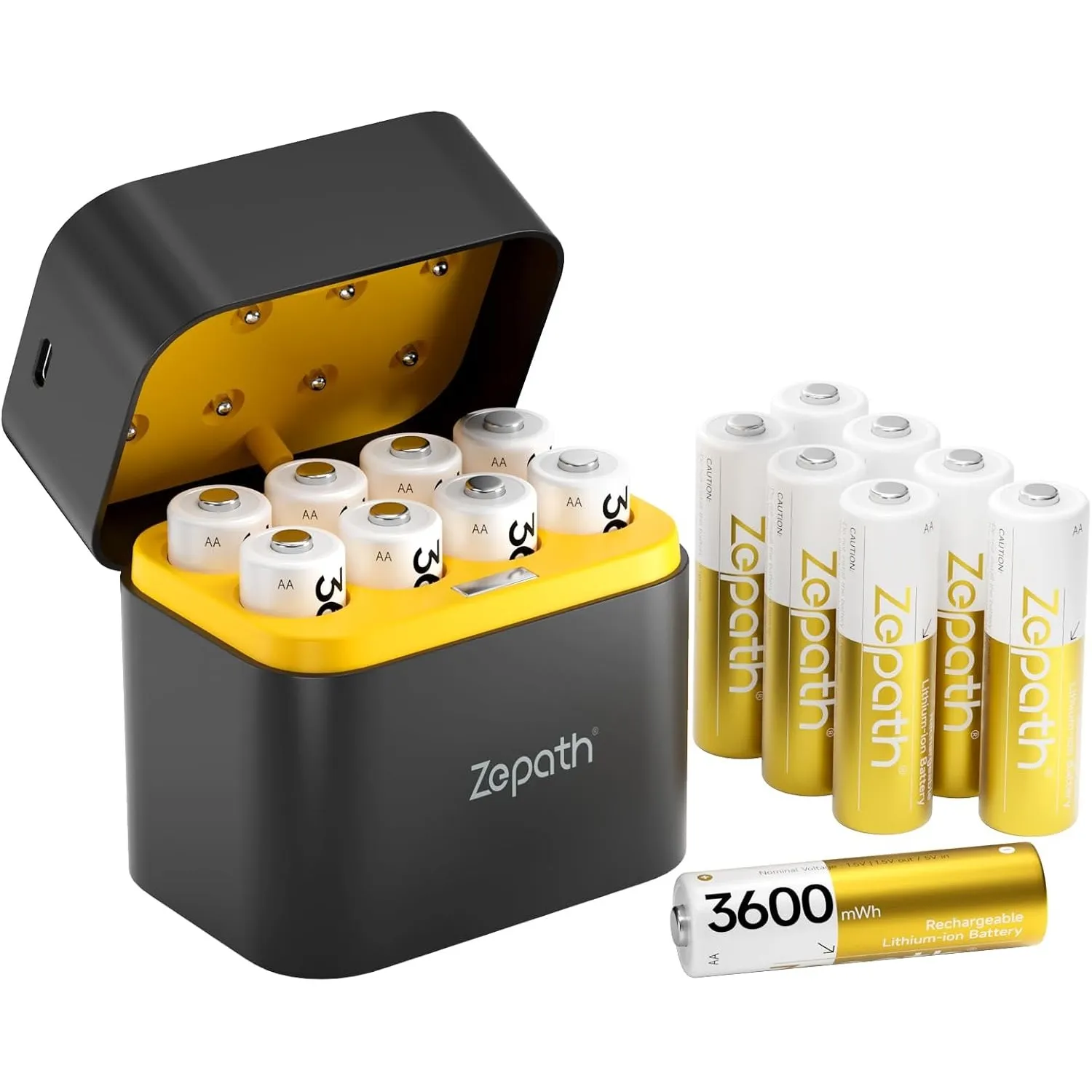 16 Pack AA Wiederaufladbare 3600mWh Lithium Akkus mit Ladegerät, Hohe Kapazität 1.5V AA Batterien, Lang anhaltende wied…