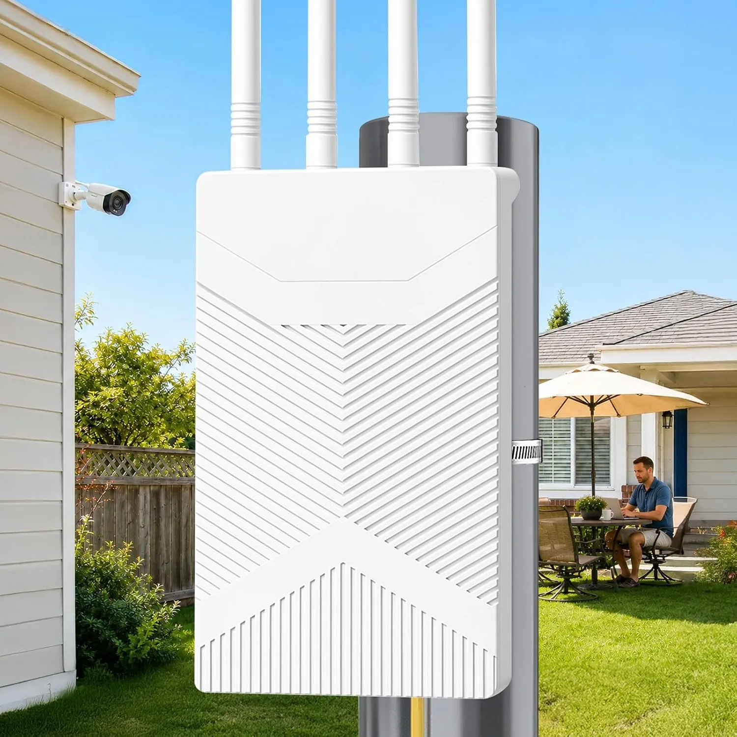 Outdoor WLAN Repeater, 1200Mbps WLAN Verstärker Outdoor mit Gigabit Anschluss, IP67 Wetterfester Dualband Wireless Acce…