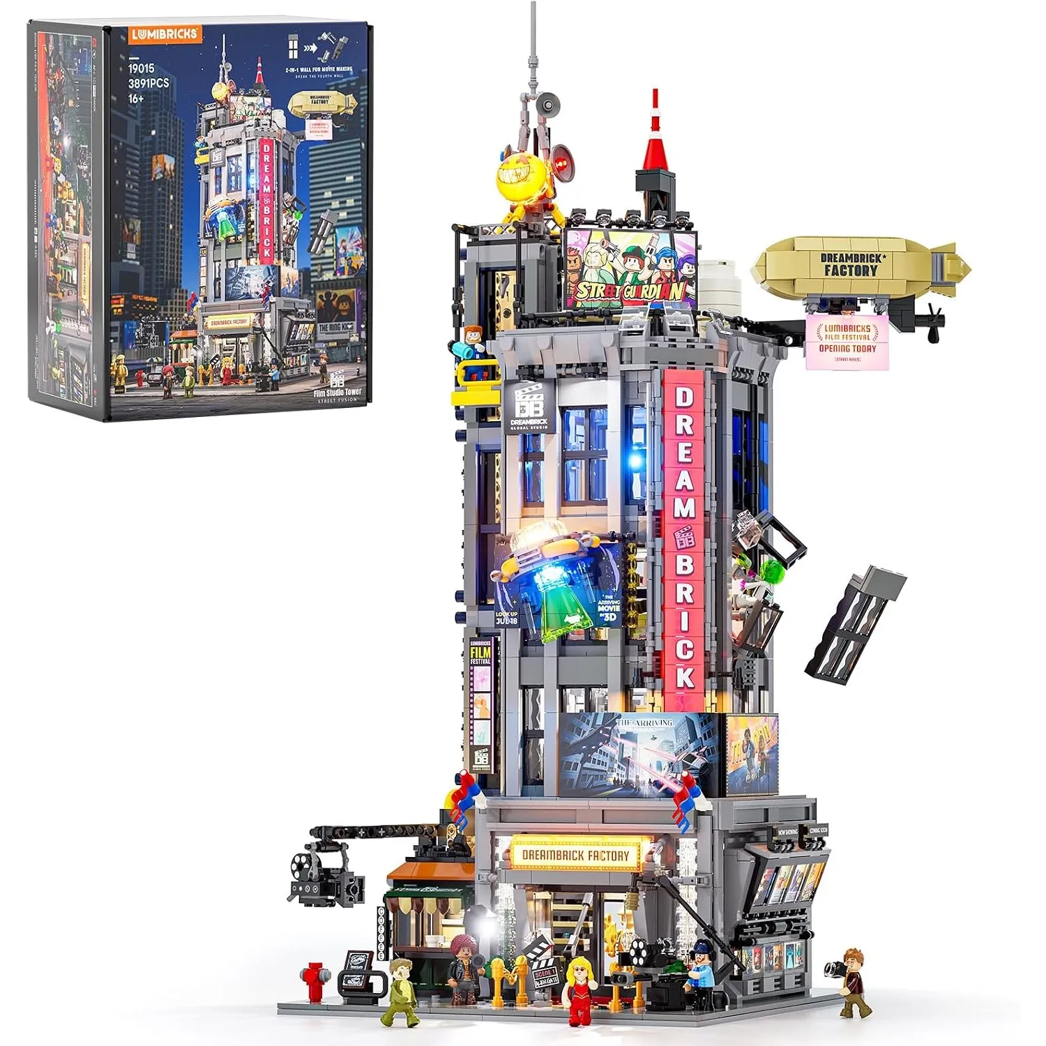 Lumibricks Film Studio Tower Bauset, 3891 Teile beleuchtetes modulares Stadtgebäude für Erwachsene 16+, Filmstudio Turm…