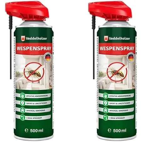 Veddelholzer 2X 500 ml Wespenspray extra stark– Effektive Wespen Abwehr Anti Wespen Spray mit Sofortwirkung gegen Wespe…