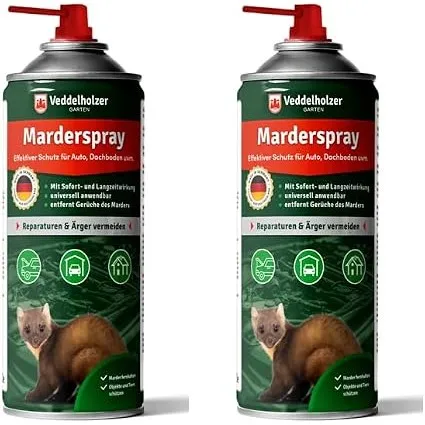 Veddelholzer Marderspray für Auto, Dachboden & Garage | 2 x 400 ml | Sofortiger & Langfristiger Schutz für Marder und O…