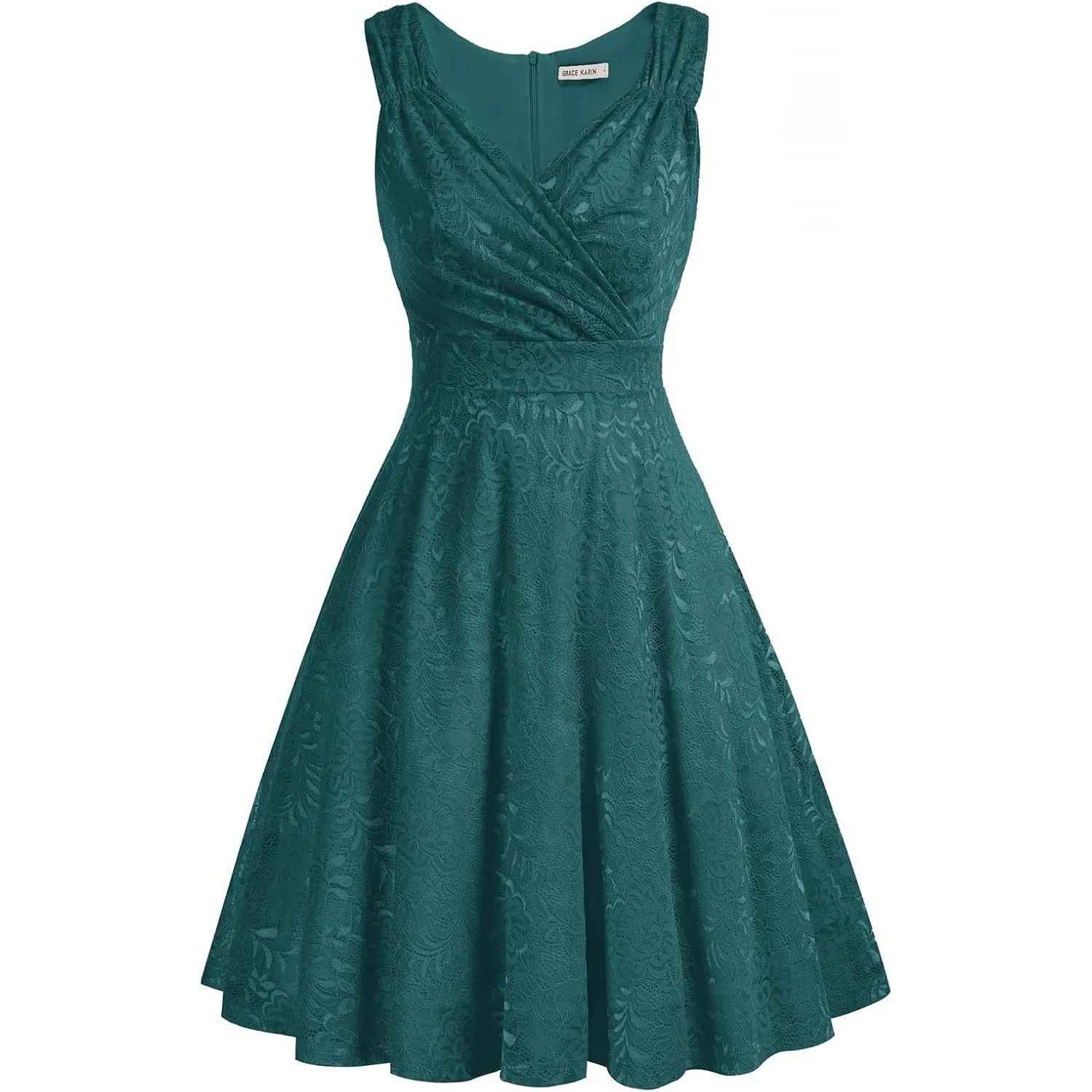 GRACE KARIN Damen Spitzen Rockabilly Kleid Knielang Retro Vintage Kleid CL645