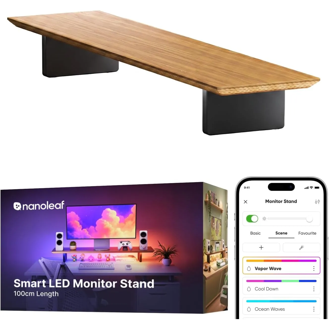 Nanoleaf Intelligenter Monitorständer aus Holz mit LED-Beleuchtung