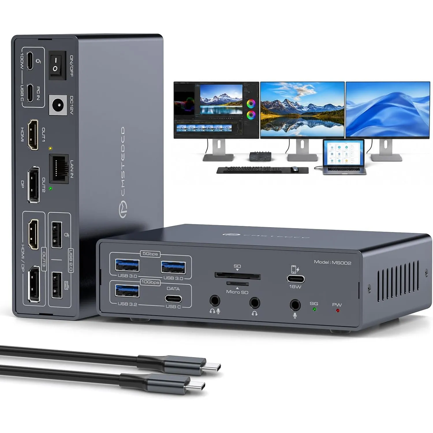 USB C Docking Station 3 Monitore mit DisplayLink, Triple 4K@60Hz Dockingstation für MacBook Pro/Air M5 M4 M3 M2 M1 & Wi…