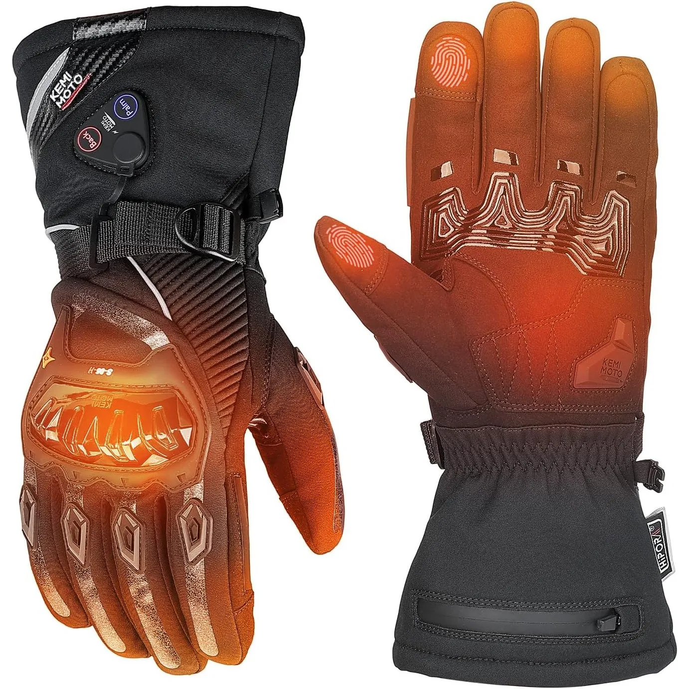 KEMIMOTO Beheizbare Motorradhandschuhe Winter, Beheizte Handschuhe Touchsreen, Magnetische Hybrid-Stromversorgung mit 3…
