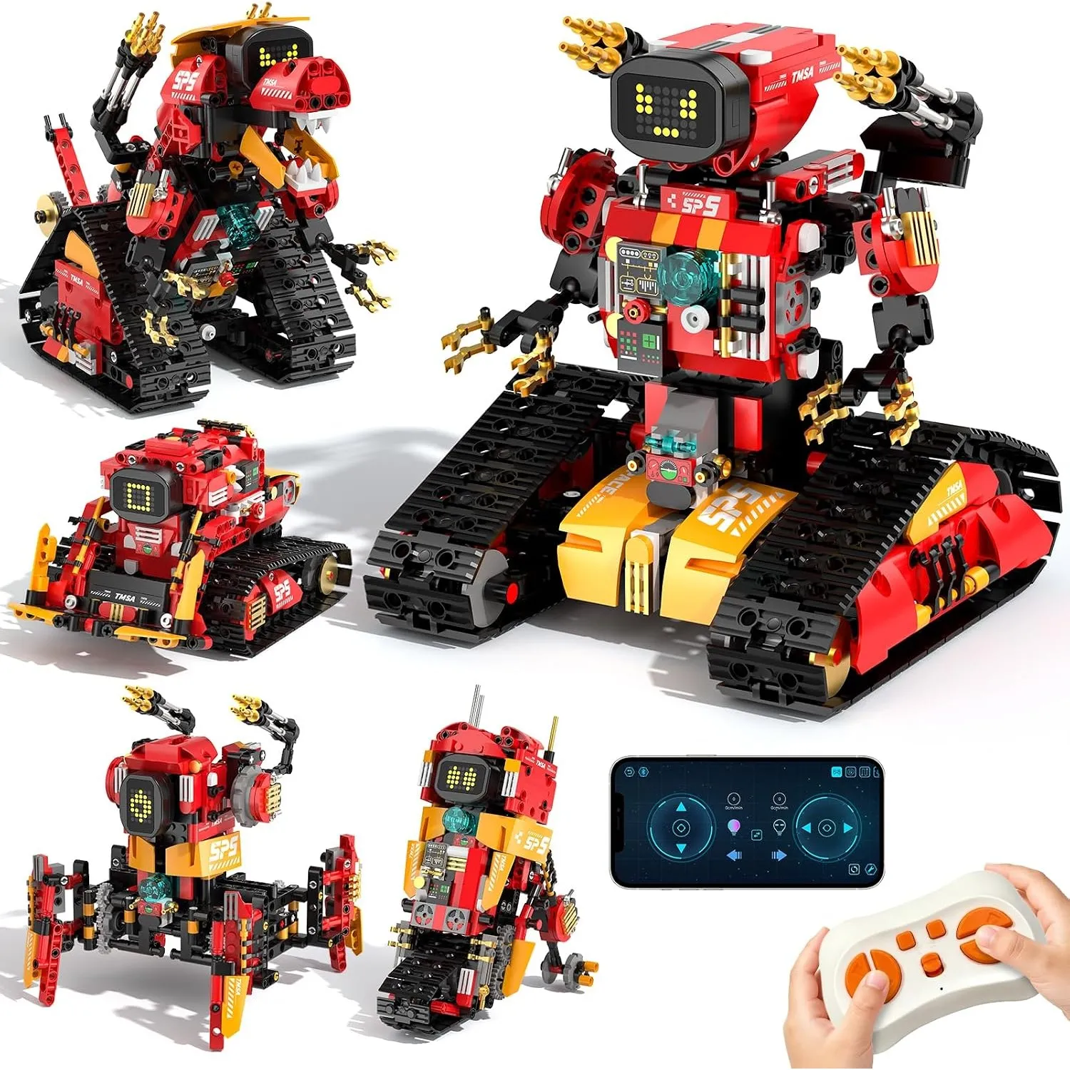 Technic Roboter Bausets ab 8+ Jahren, 896Teile, 5-in-1 RC-Roboter und Auto
