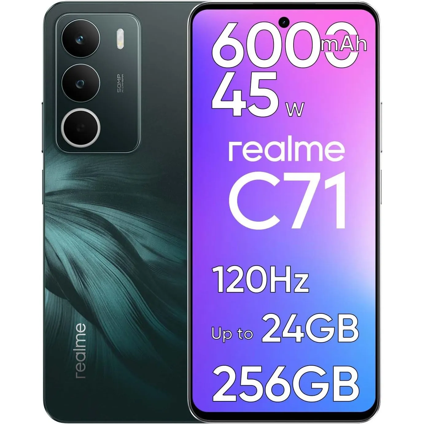 realme C71 Smartphone, Smartphone ohne Vertrag mit 8GB RAM 256GB ROM, 6.67" 120Hz Display Handy, 6000mAh Akku & 45W Sch…