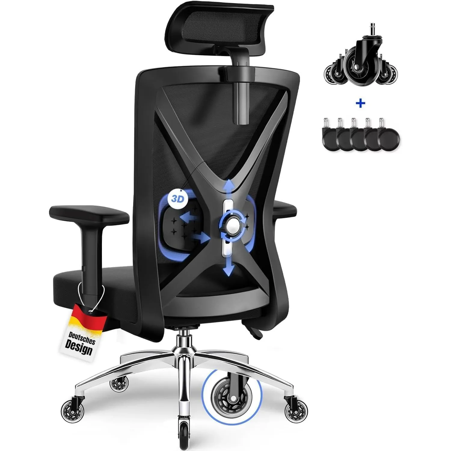Daccormax Bürostuhl, Bürostuhl Ergonomisch Schreibtischstuhl mit Verstellbaren Armlehnen, weiche Lendenstütze aus Natur…