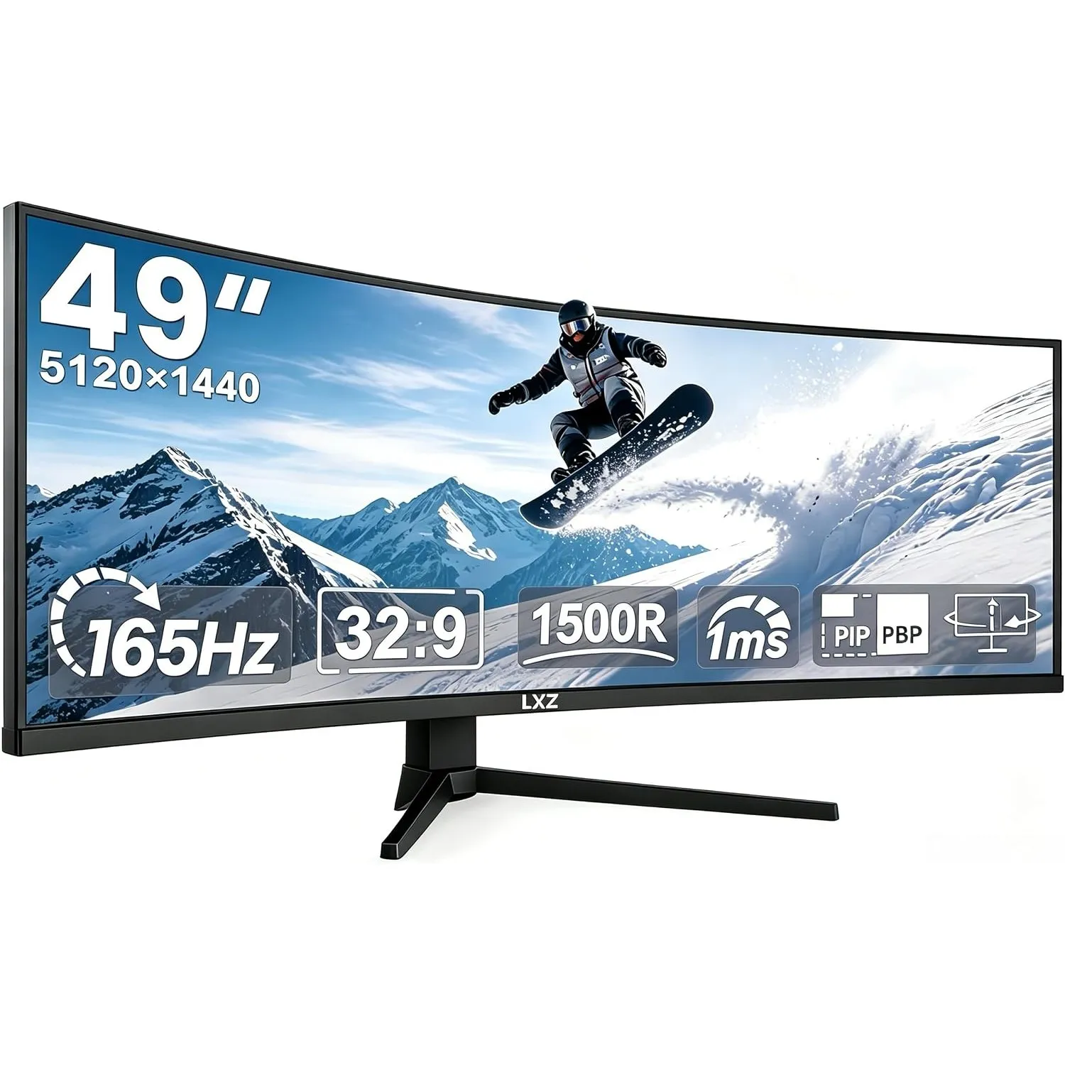 LXZ 49 Zoll Curved Gaming Monitor 165 Hz 1500R, 5120 x 1440P DQHD Ultrawide Curved Monitor, 32:9 Computer Monitor with …