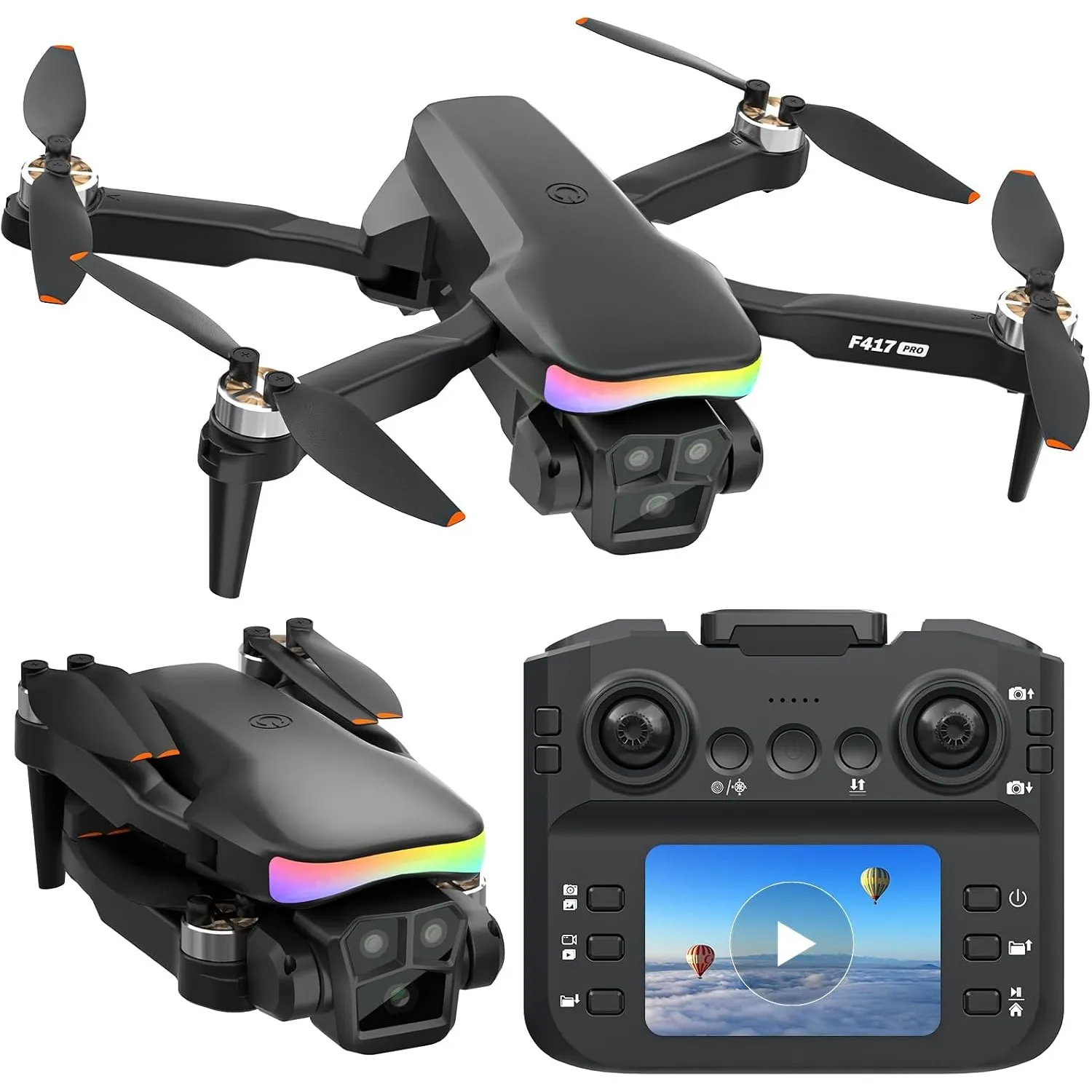 F417PRO LCD‑Bildschirm Fernsteuerung FPV Mini Drohne mit 1080P HD‑Kamera, Type‑C Aufladung, Fluggerät unter 249g, Spiel…