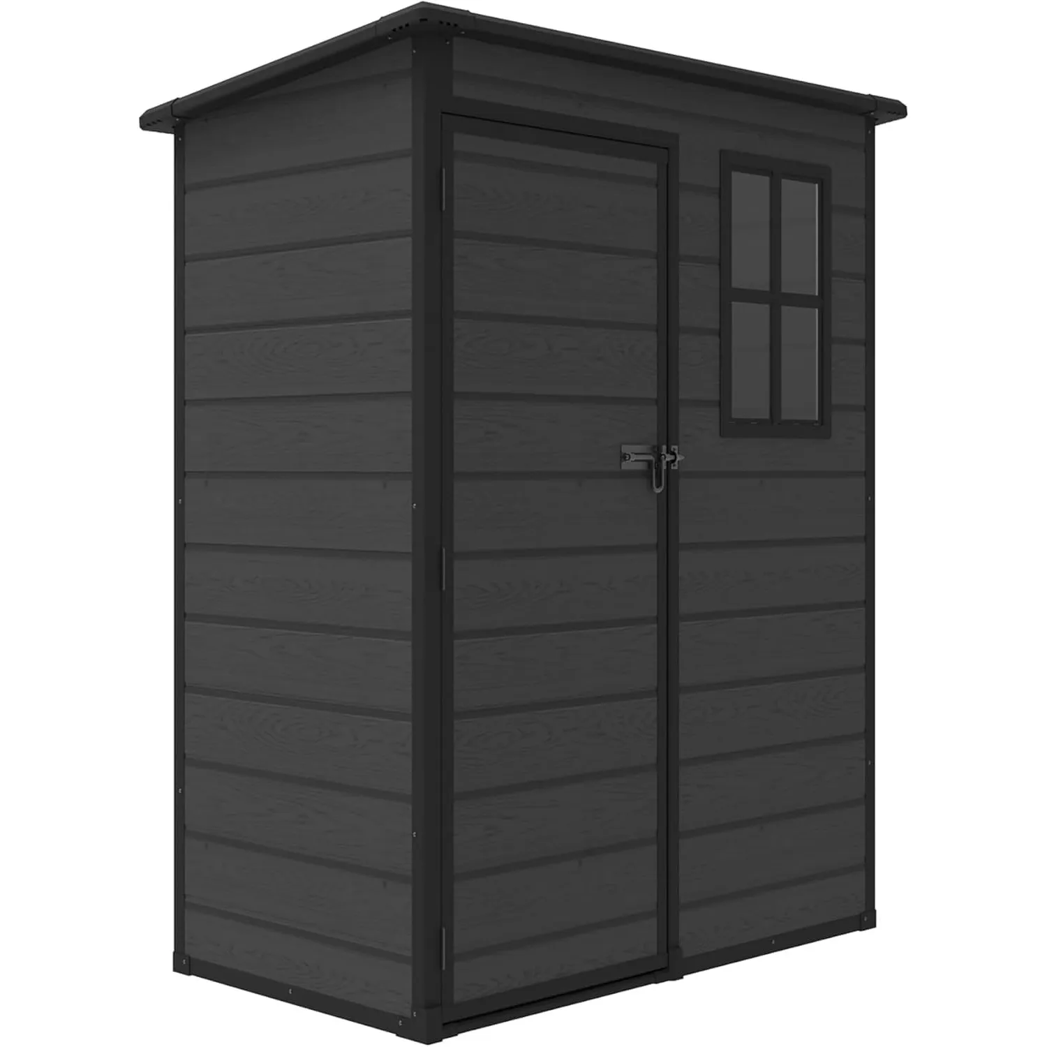 Koll Living Gartenhaus Arden | 2100 Liter, 152 x 91,5 x 193 cm | hochwertige Kunststoffpaneele in Schwarz | mit Fenster…