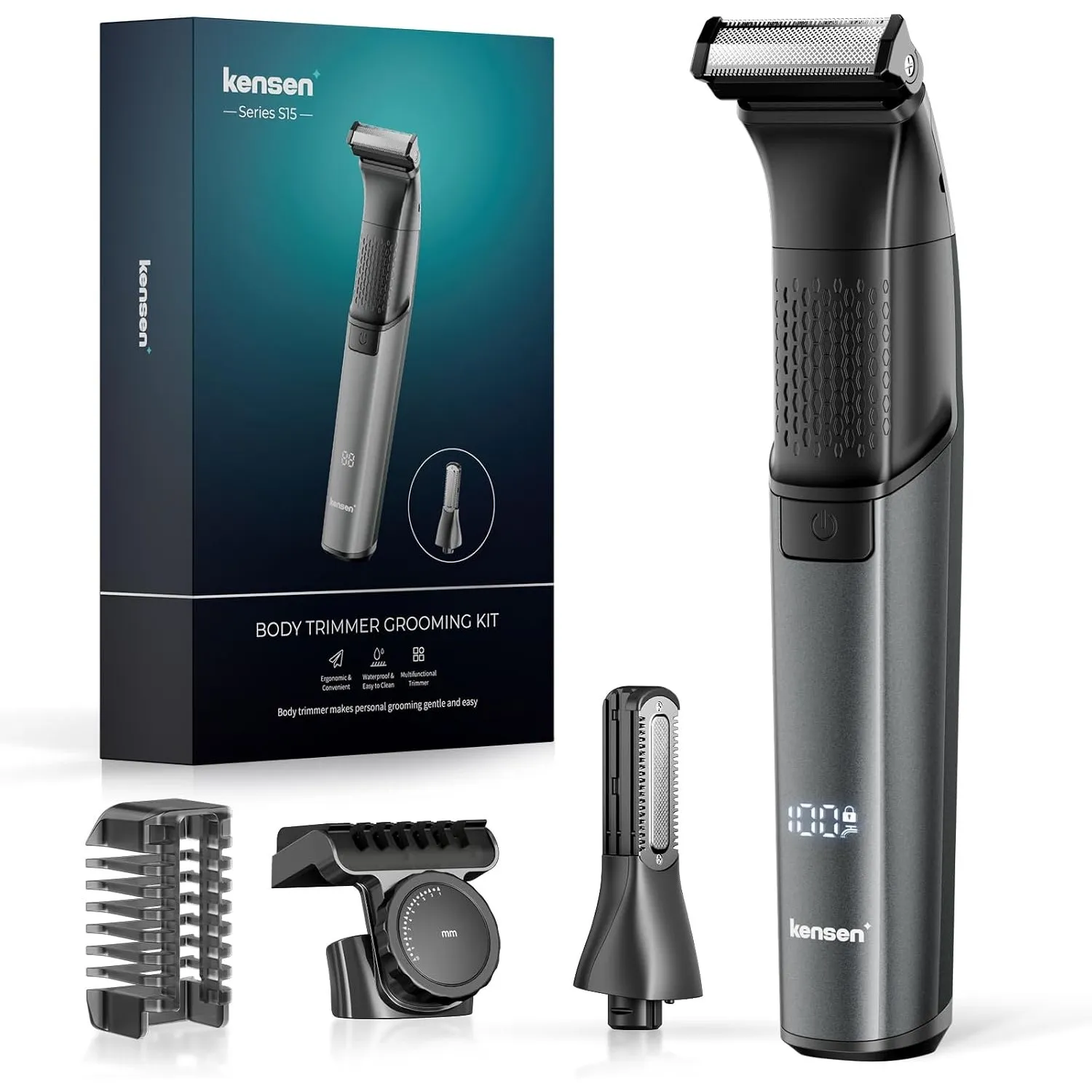Intimrasierer Mann, kensen 2 in 1 Rasierer Herren Intimbereich Wasserdicht Körperrasierer Herren Typ-C Bodygroom Herren…