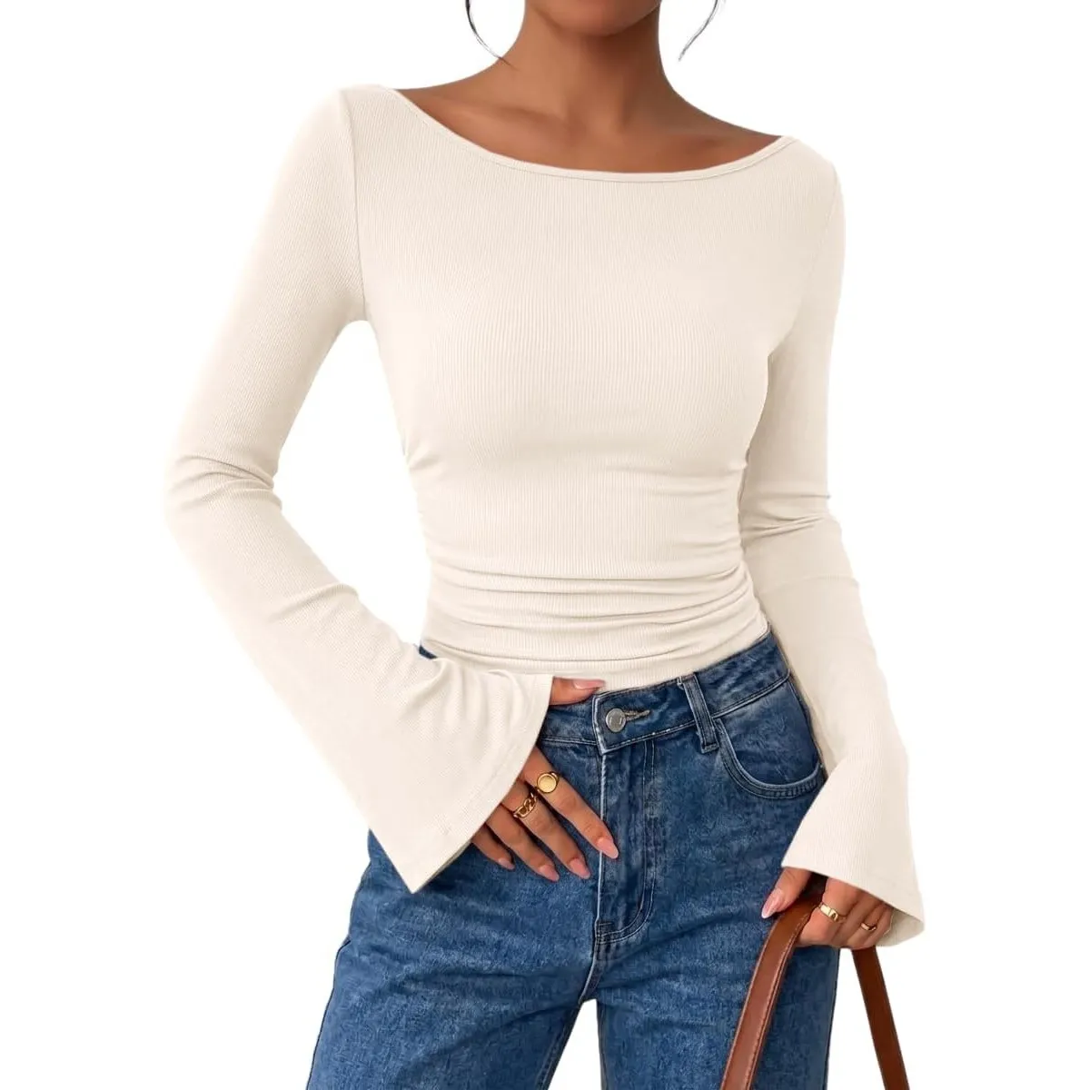 Cicy Bell Damen Langarmshirt Elegant Strickoberteile