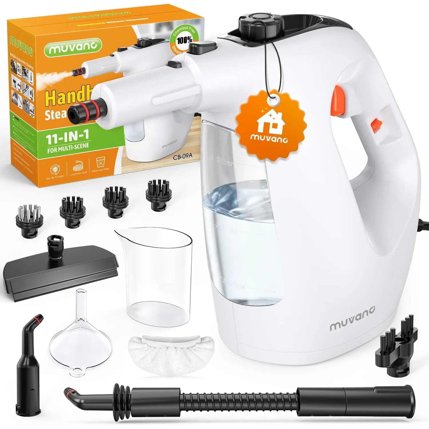 Dampfreiniger Handgerät, 1500W Dampfreiniger für Alles, Steam Cleaner mit 10 Sek. Schnellaufheizung, Handdampfreiniger …