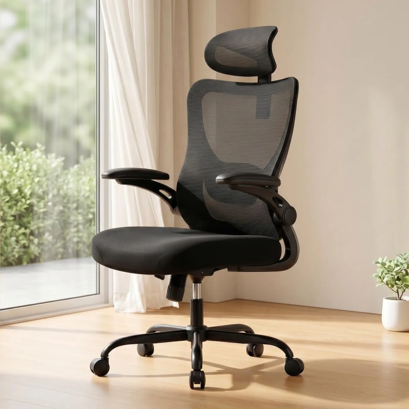 Marsail Bürostuhl Ergonomisch Schreibtischstuhl: Ergonomischer Bürostuhl mit 2D-Kopfstütze, 2D-Lendenwirbelstütze, klap…