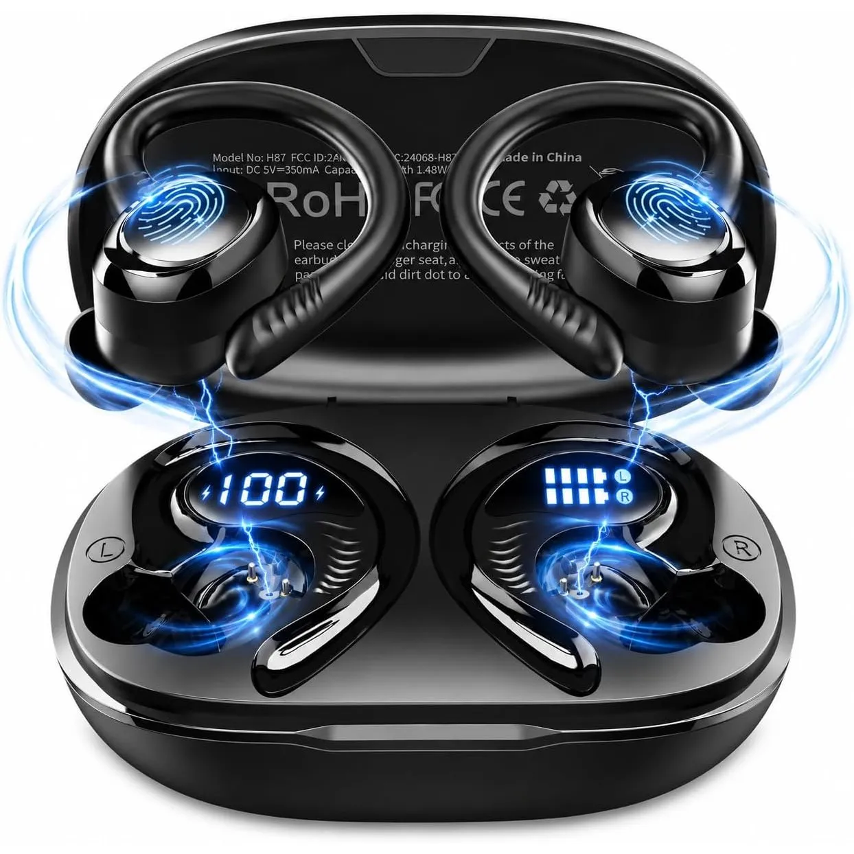 Bluetooth 5.4 Kopfhörer Sport, 2026 Neu 6D Stereo In Ear Kopfhörer Kabellos Bluetoothmit 4 ENC Mic, 50H Noise Cancellin…