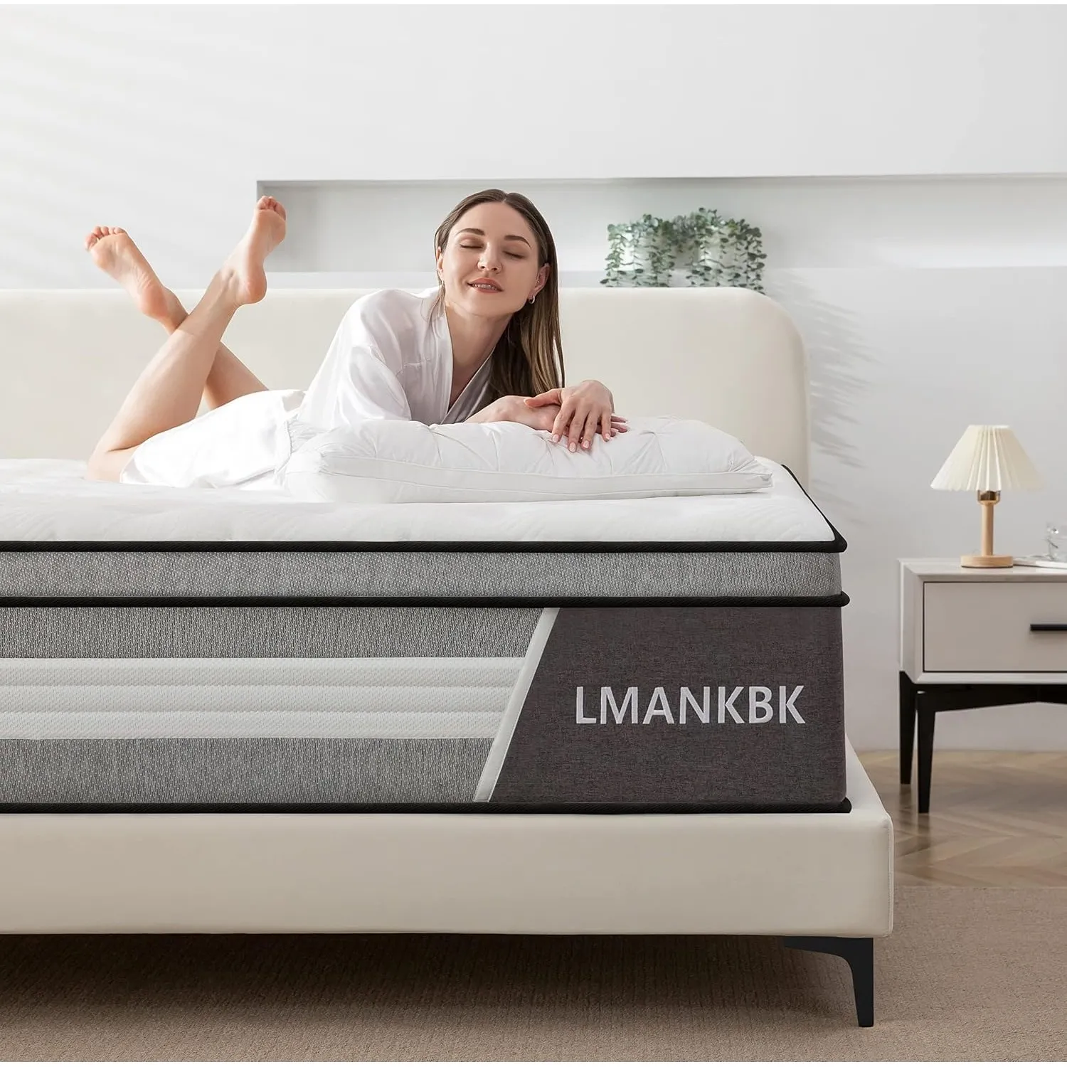 LMANKBK Matratze 140x200 cm, 7 Zonen Taschenfederkernmatratze mit Komfort Memory-Schaum Schicht, Härtegrad H3 Rückenent…
