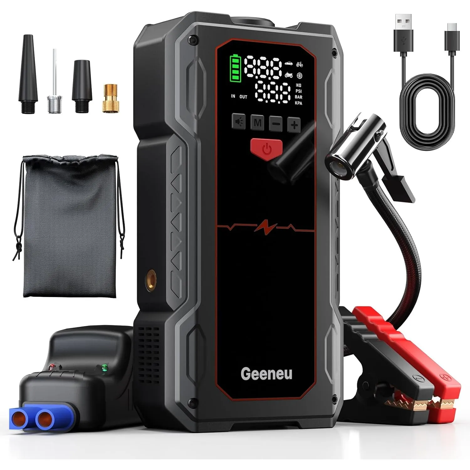 Starthilfe Powerbank für PKW, 6000A Booster Auto Starthilfe Powerbank mit Kompressor 150PSI, 12V KFZ Autobatterie Start…