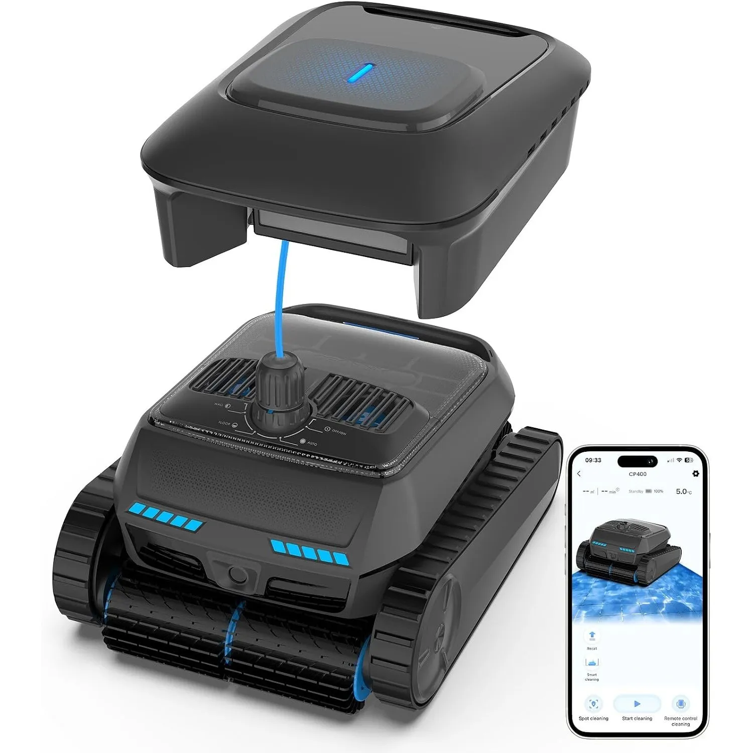 Poolroboter Akku Kabelloser, Intelligente Navigation, Selbsteinparkfunktion, All-in-One Poolreinigung für Wasseroberflä…