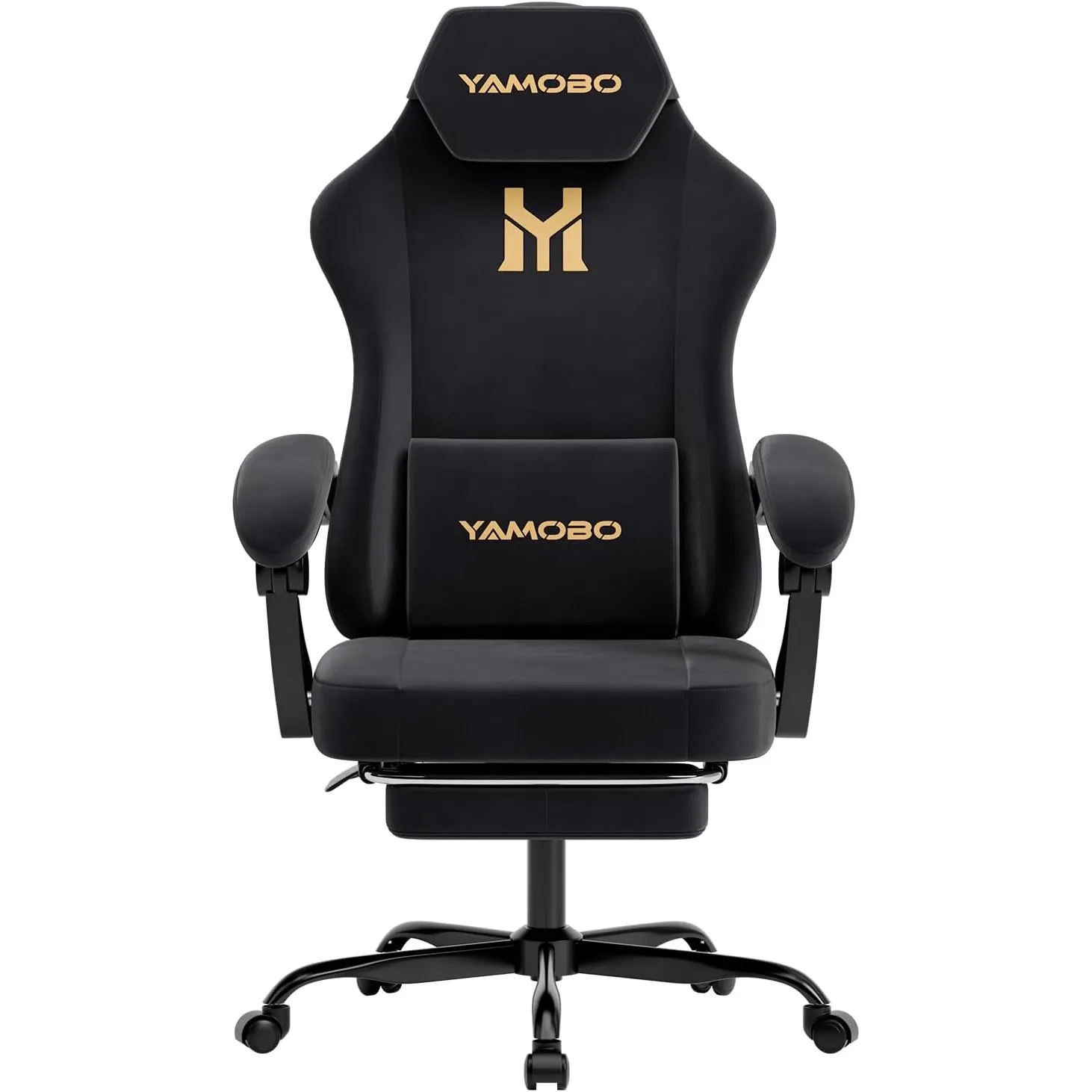 Gaming Stuhl Stoff Ergonomisch mit Fußstütze und Massage-Lendenkissen, 150 kg Belastbarkeit, Bürostuhl Computerstuhl, S…