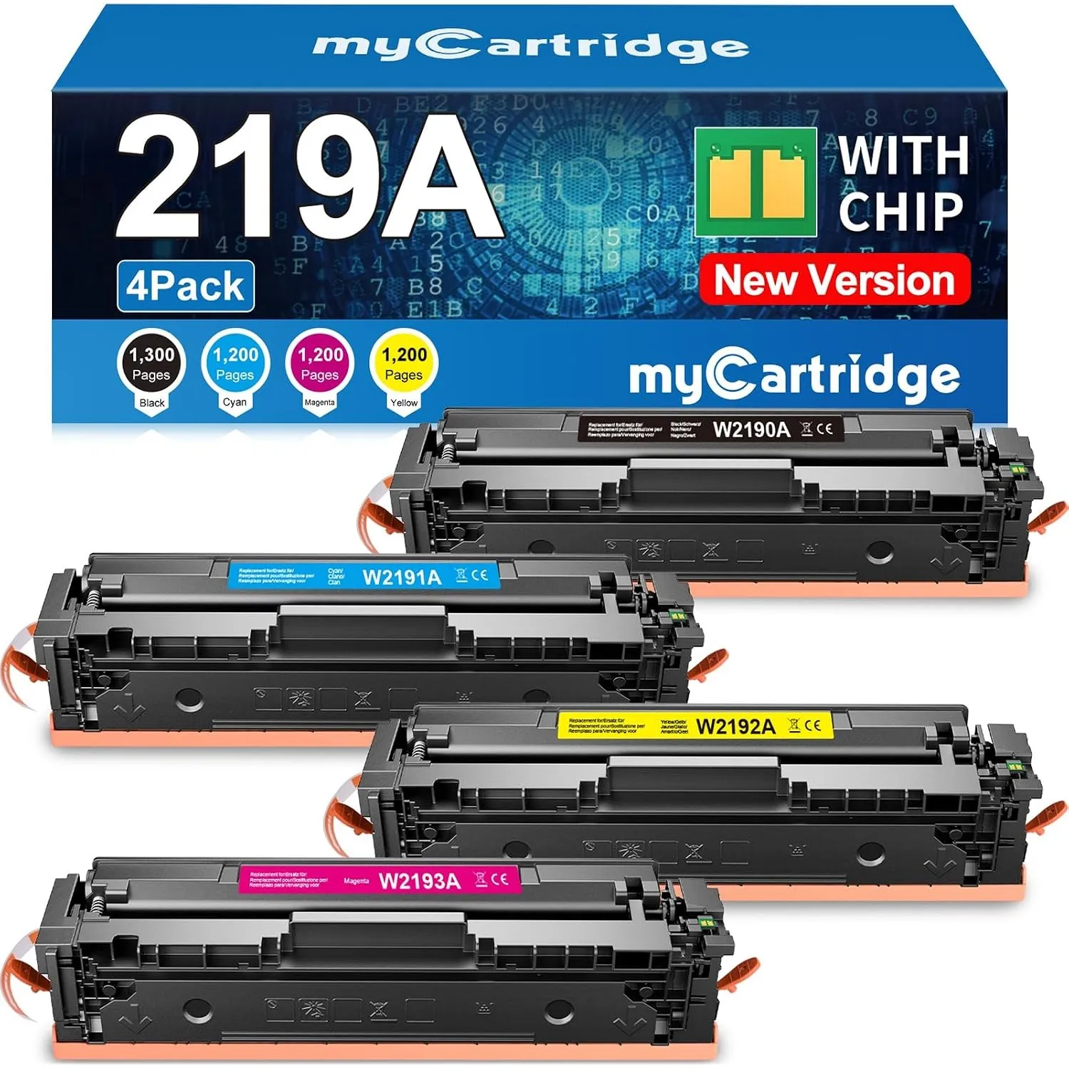 Ersatz für HP 219A 4er-Pack mit Chip kompatibel für HP Color LaserJet 3302