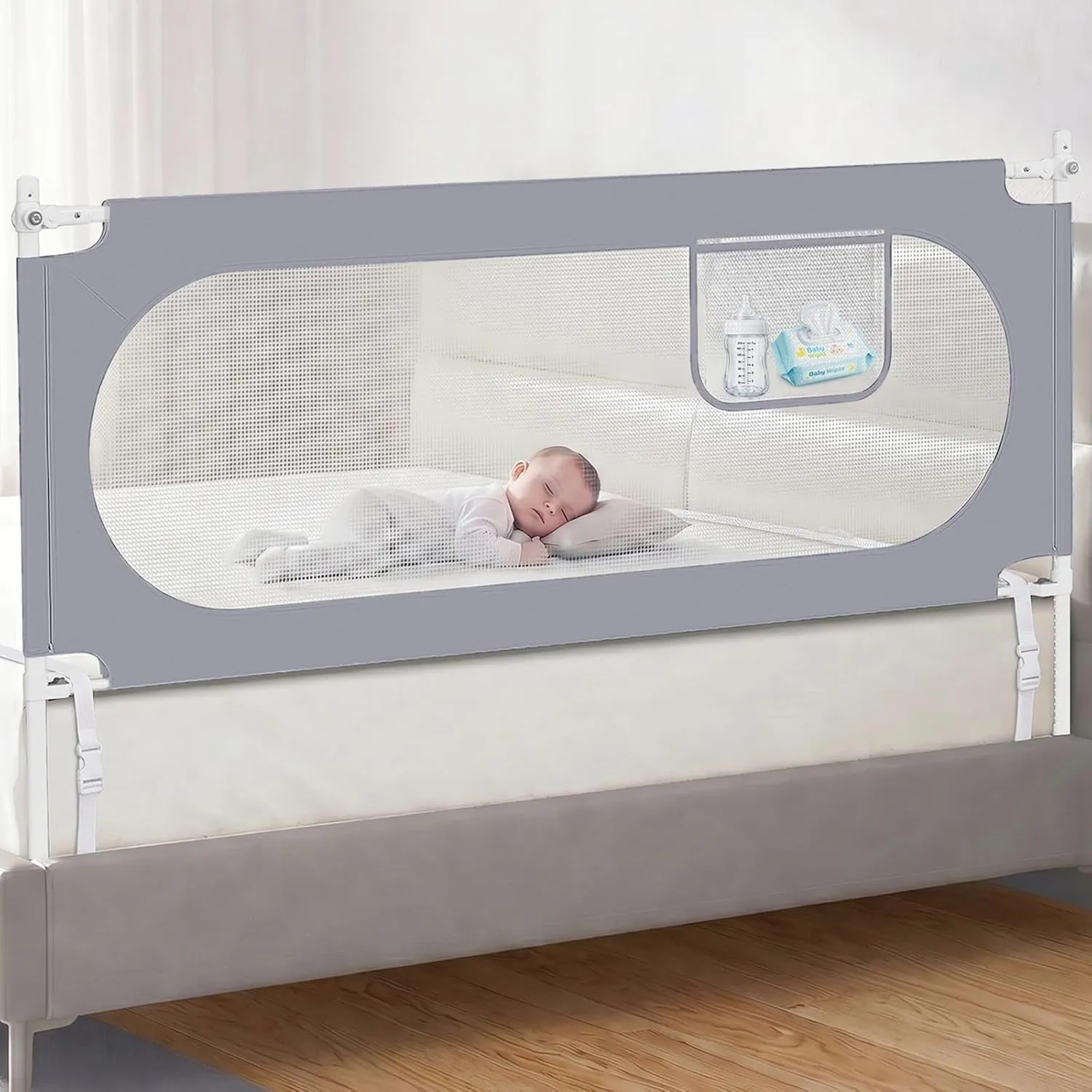 Rausfallschutz Bett 200cm, Höhenverstellbar Bettgitter Rausfallschutz