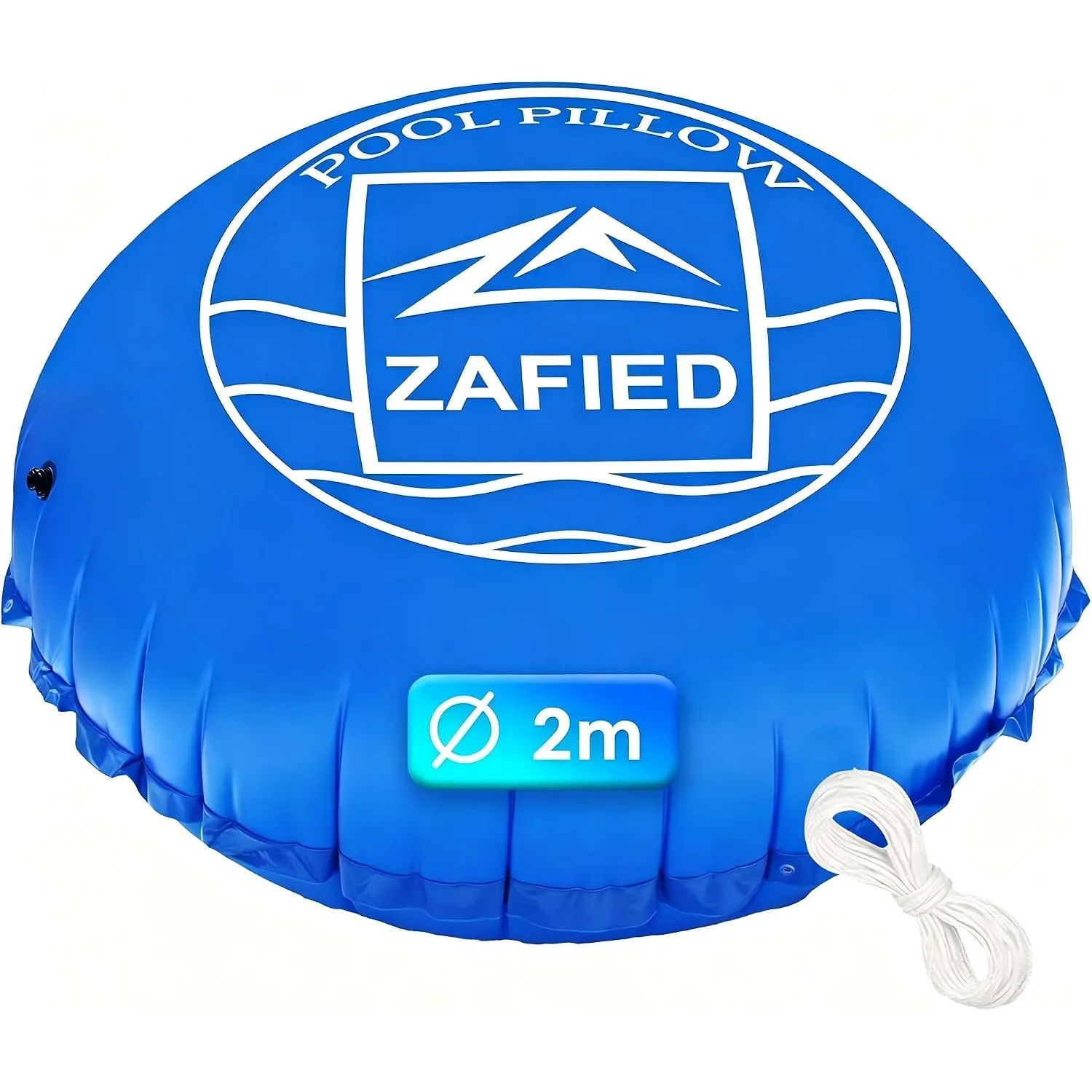 LUBAKED Poolkissen Winter Rund, Ø 2 m XXXL Pool Luftkissen mit Doppelventil und 15 m Seil, 0,6 mm verstärktes PVC mit D…