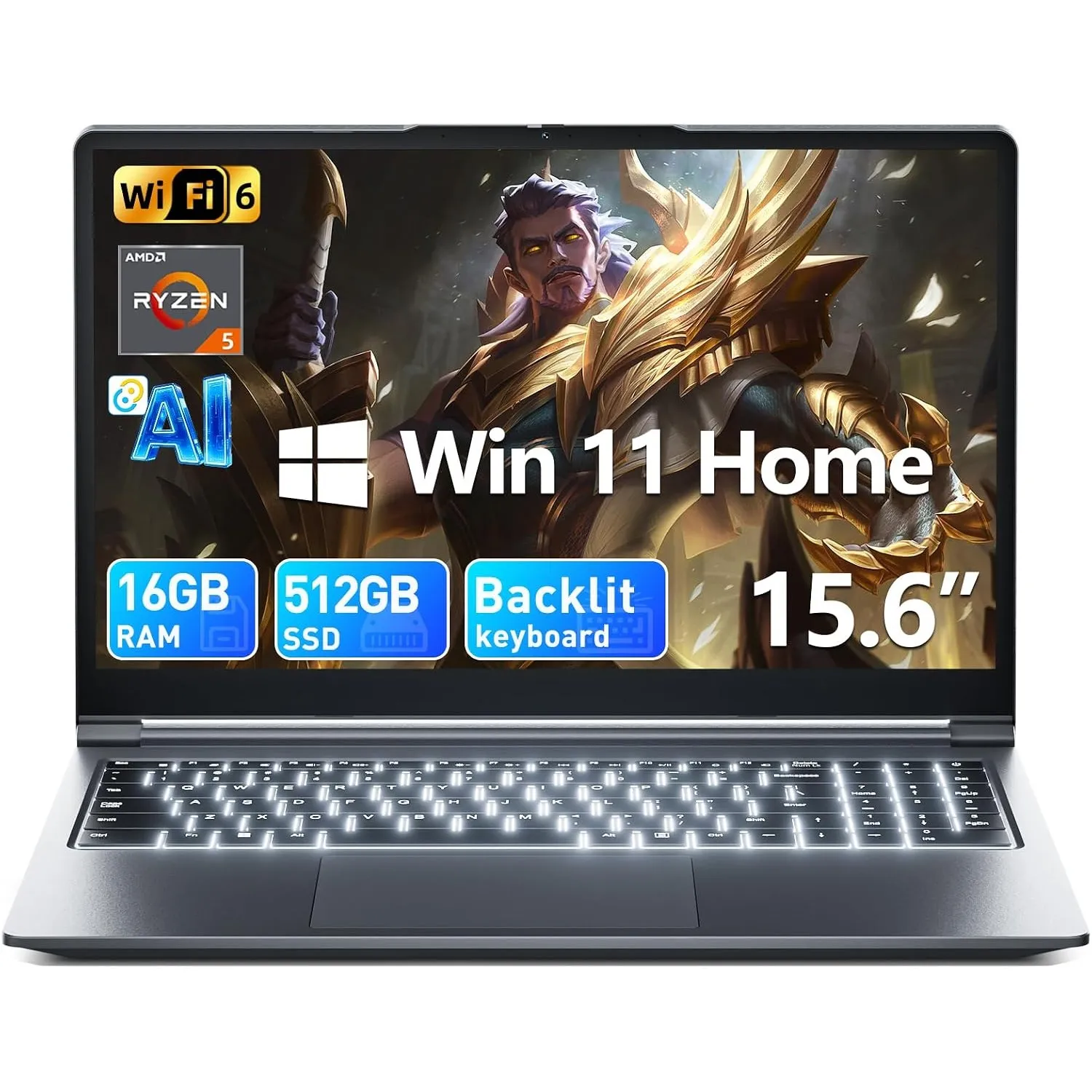 15.6 Zoll Laptop, 16GB RAM 512GB SSD, AI-Unterstützung