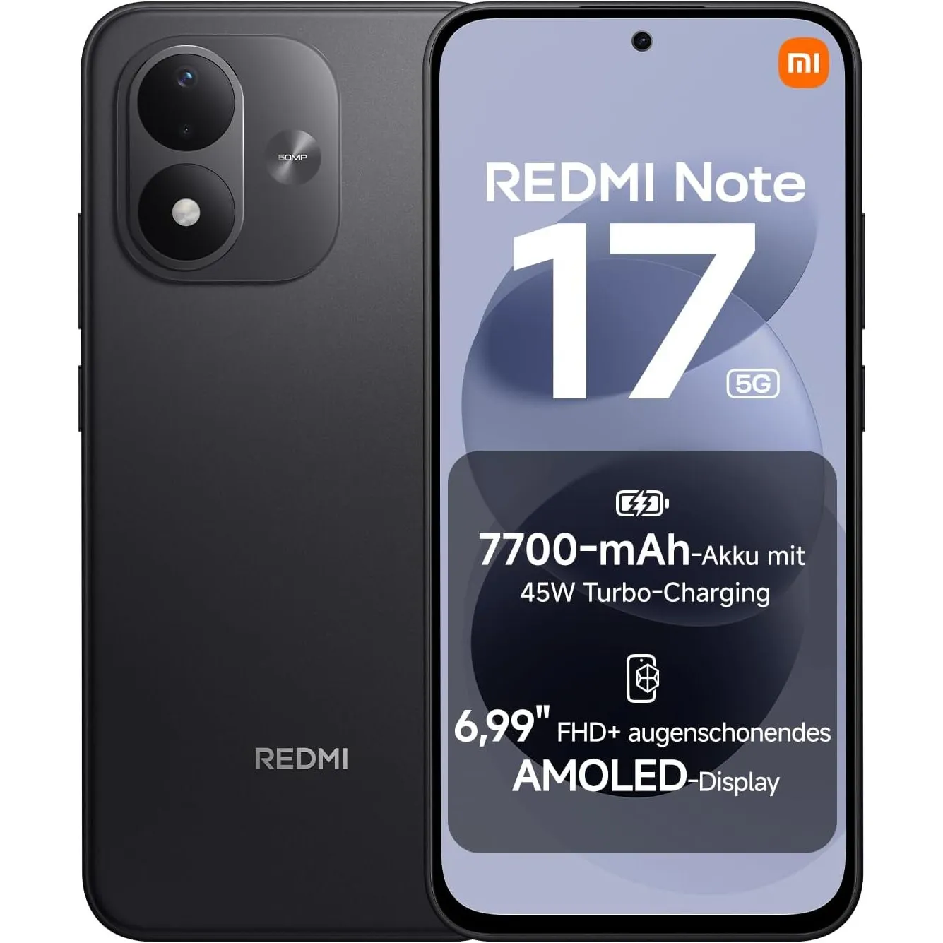 Xiaomi REDMI Note 17 5G, Smartphone 6+128 GB, Black, 7700 mAh Akku