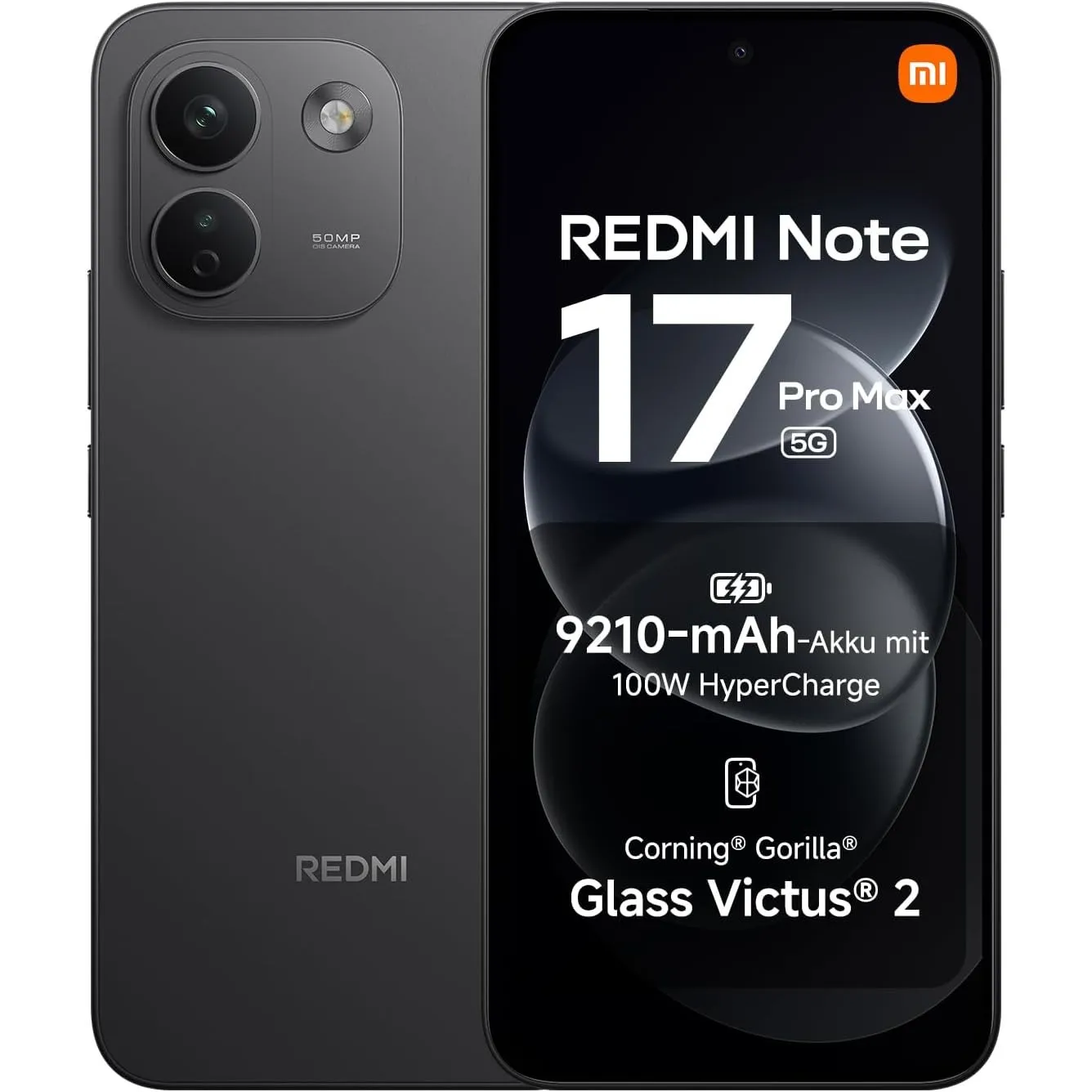 Xiaomi REDMI Note 17 Pro Max 5G, Smartphone 8+256 GB, Black, 9210 mAh Akku