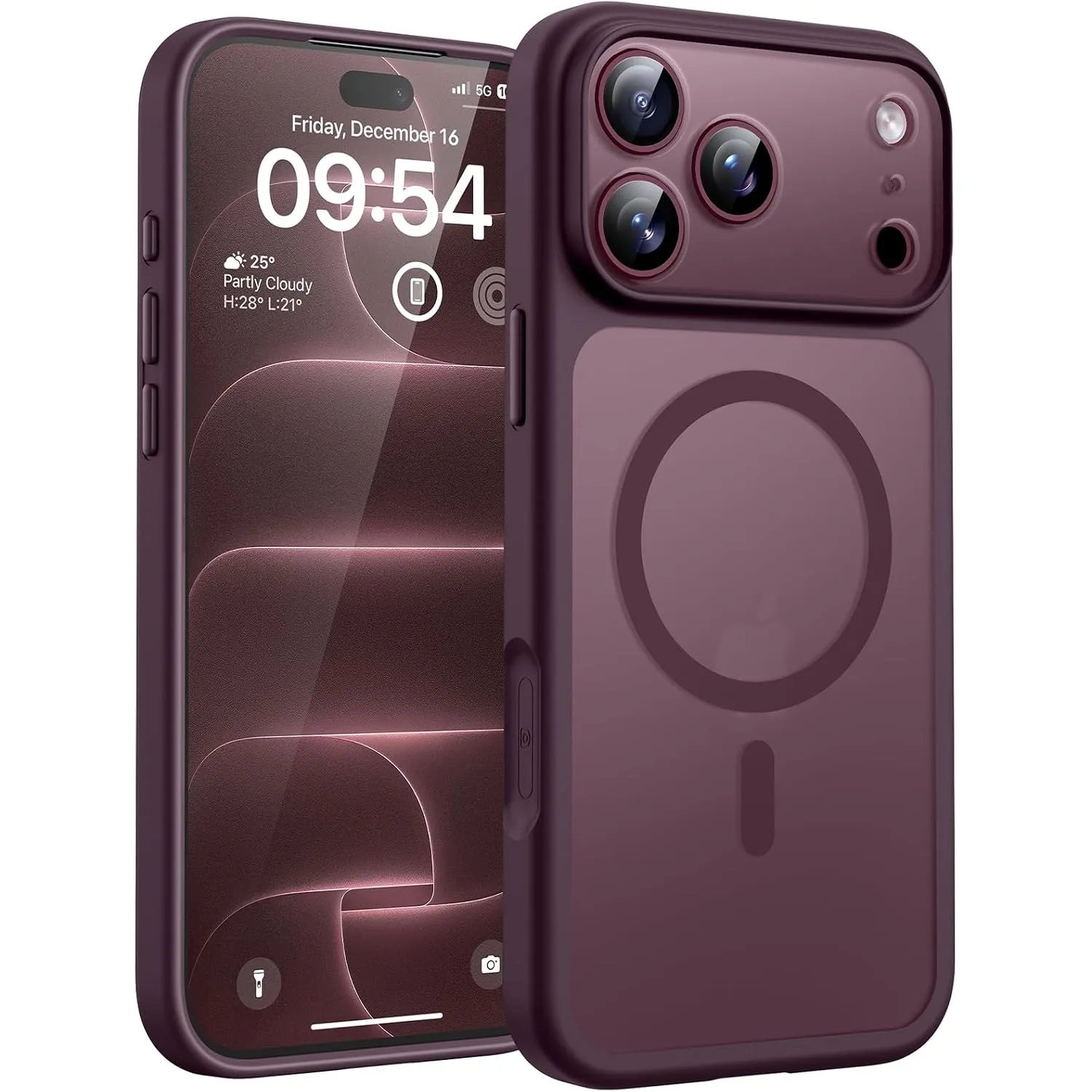 TOCOL für iPhone 18 Pro Hülle, Kompatibel mit MagSafe, Burgundy