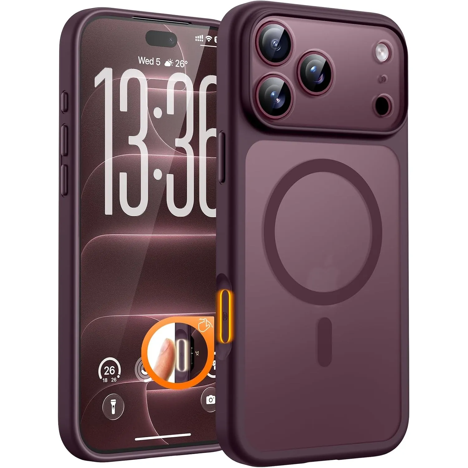 TOCOL für iPhone 18 Pro Max Hülle, Kompatibel mit MagSafe, Burgundy