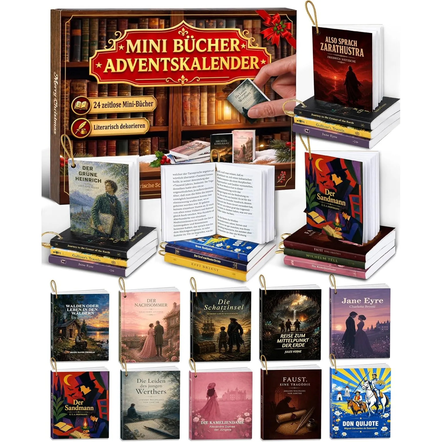 Mini Bücher Adventskalender 2026, 24 Deutschsprachige Bücher