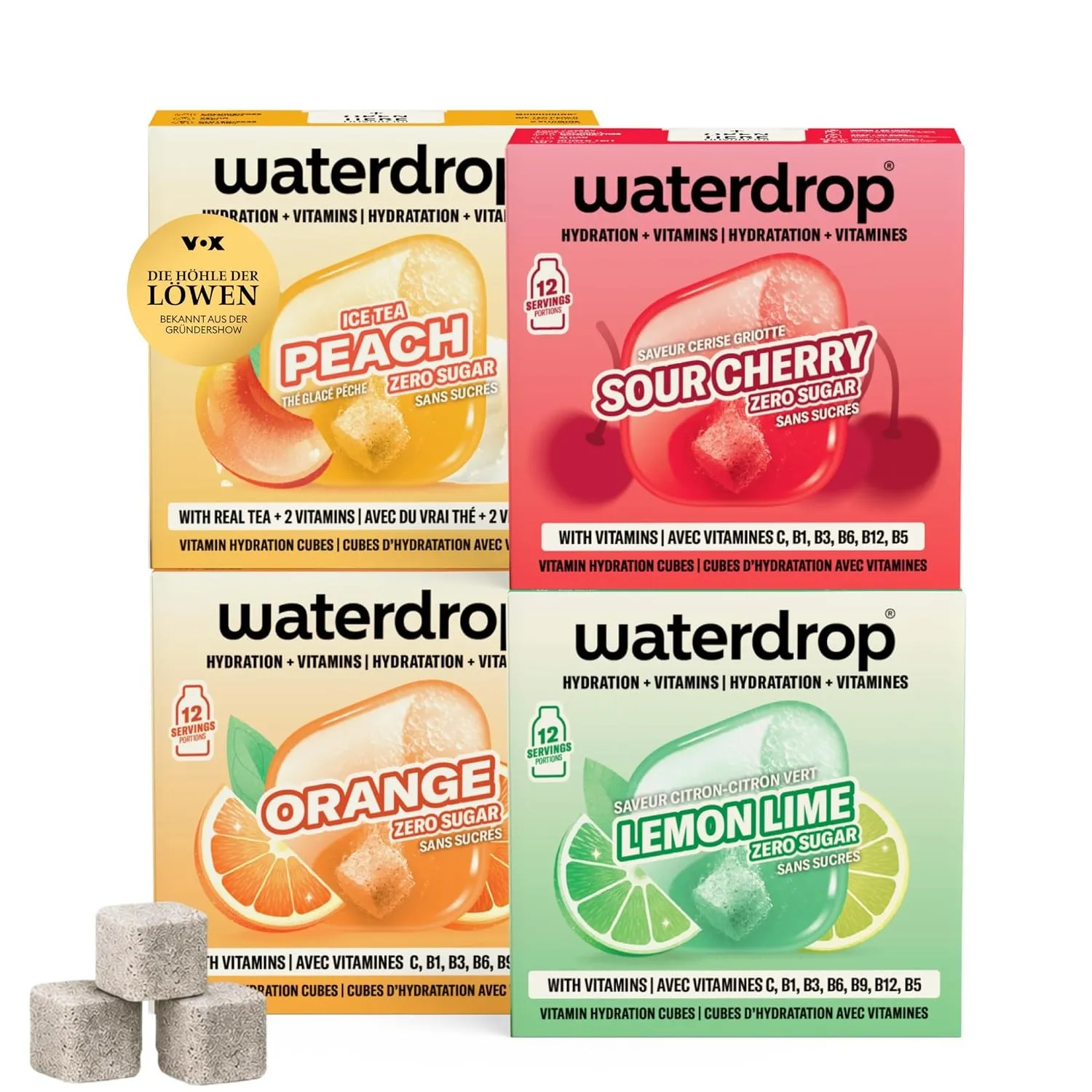 waterdrop Sauerkirsch Mix - 48 zuckerfreie Würfel - Geschmackspulver Wasser