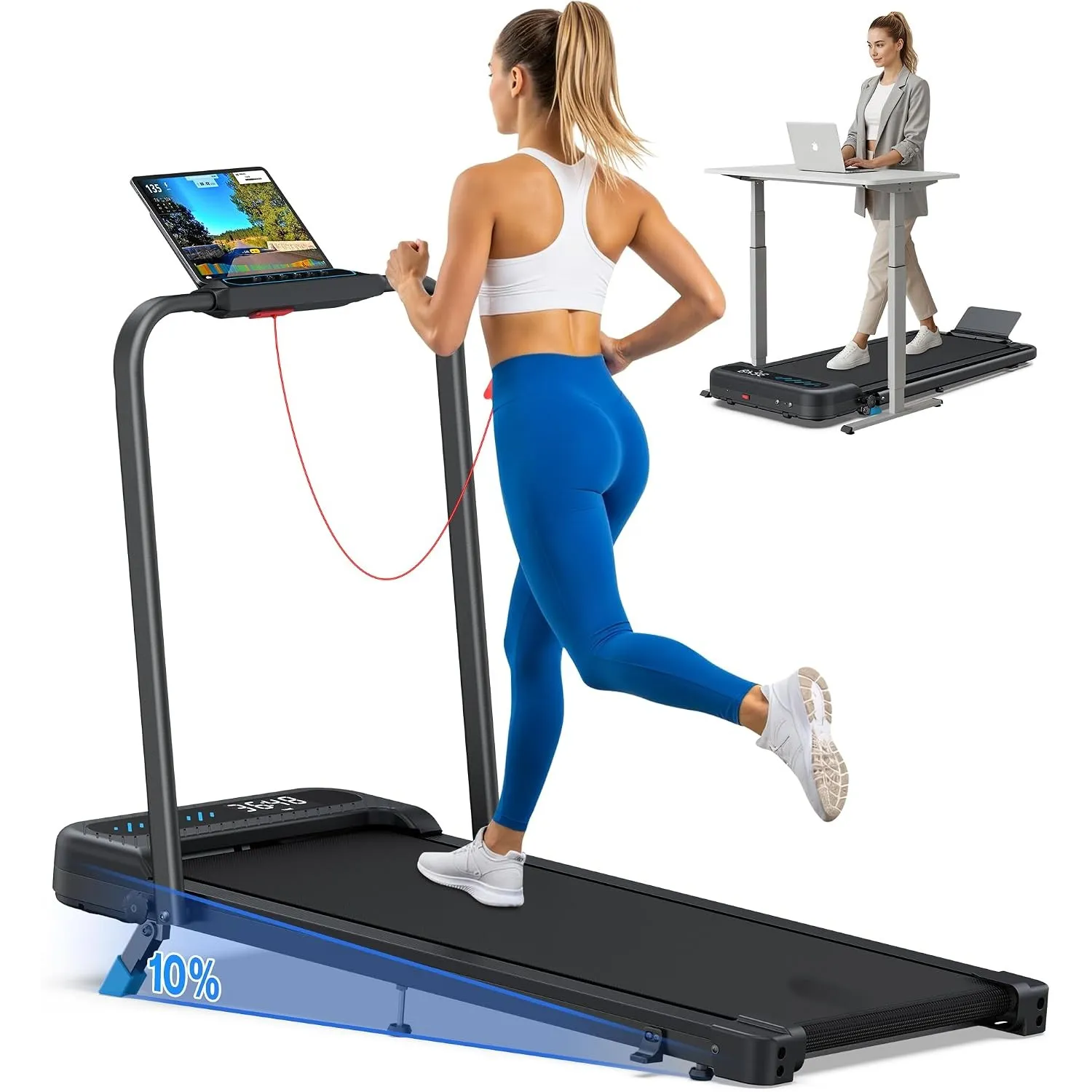 Cardirun Laufband für Zuhause Klappbar, 6-in-1 Walking Pad mit 10% Steigung